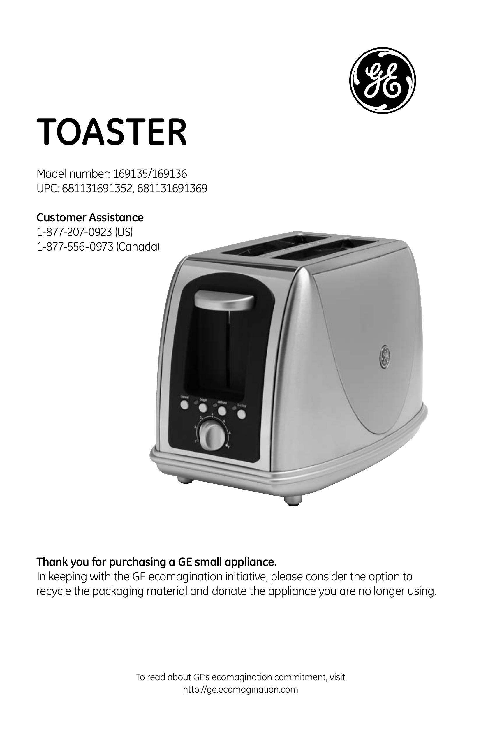 GE 169100 Toaster User Manual