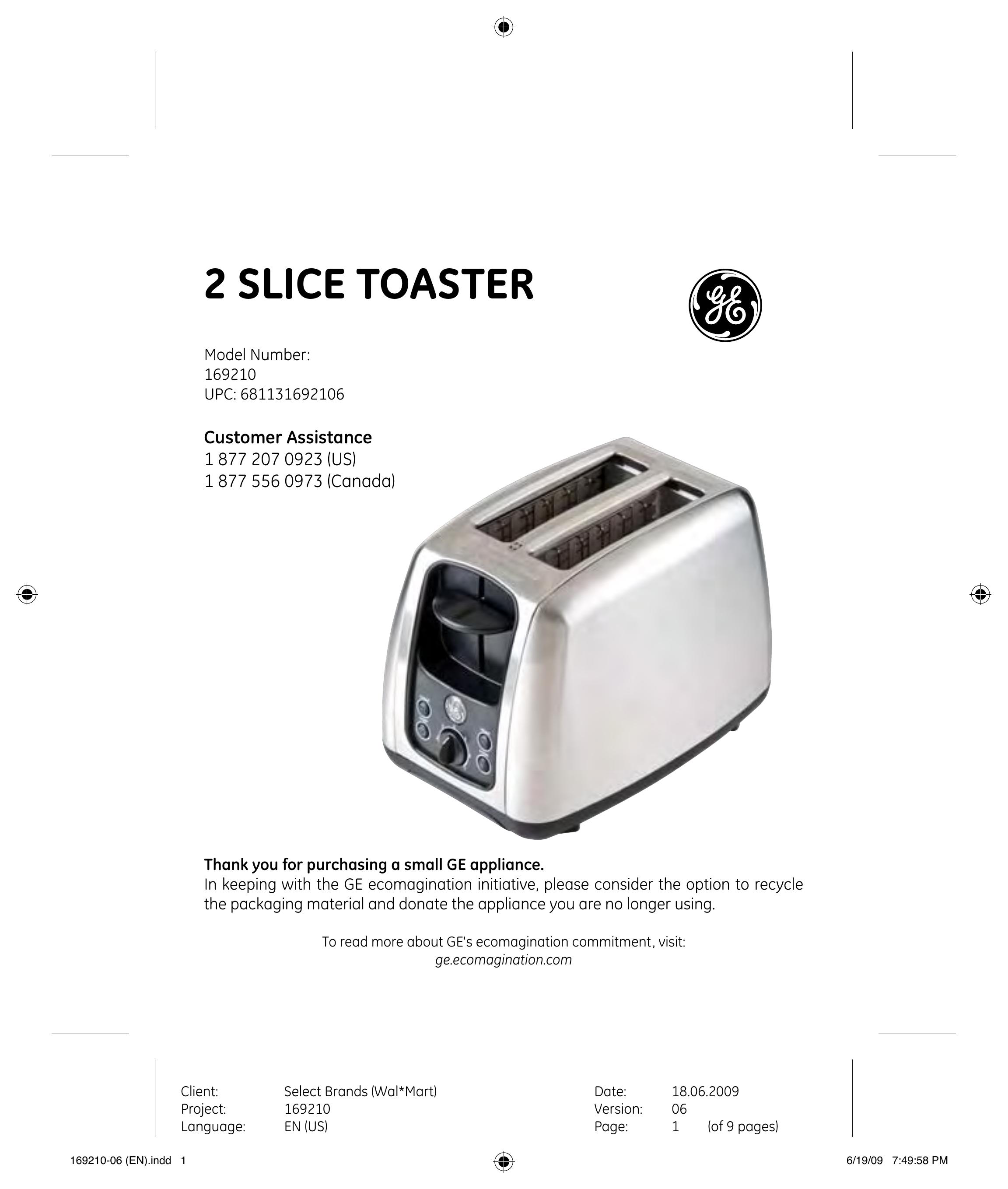 GE 681131692106 Toaster User Manual