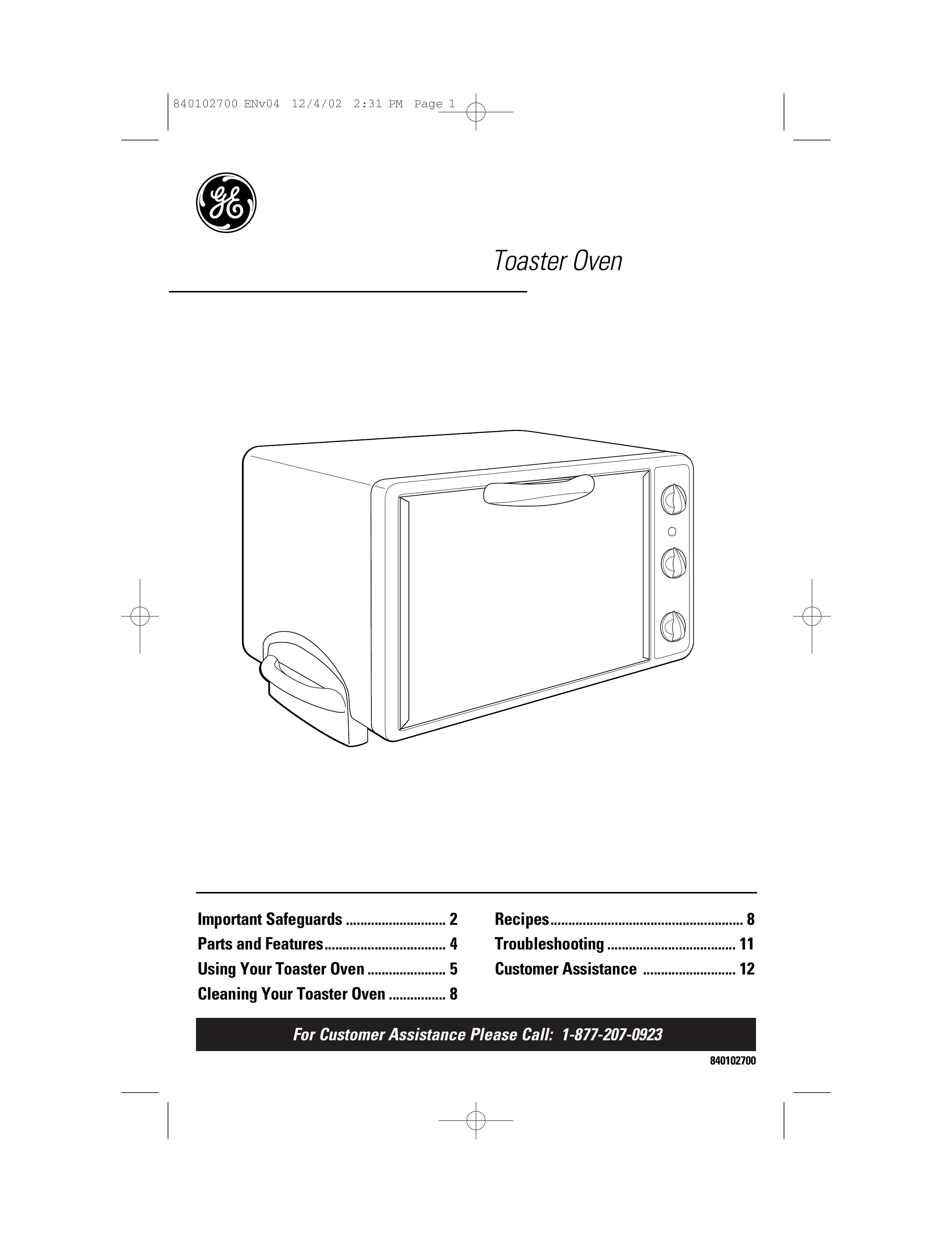 GE 840102700 Toaster User Manual