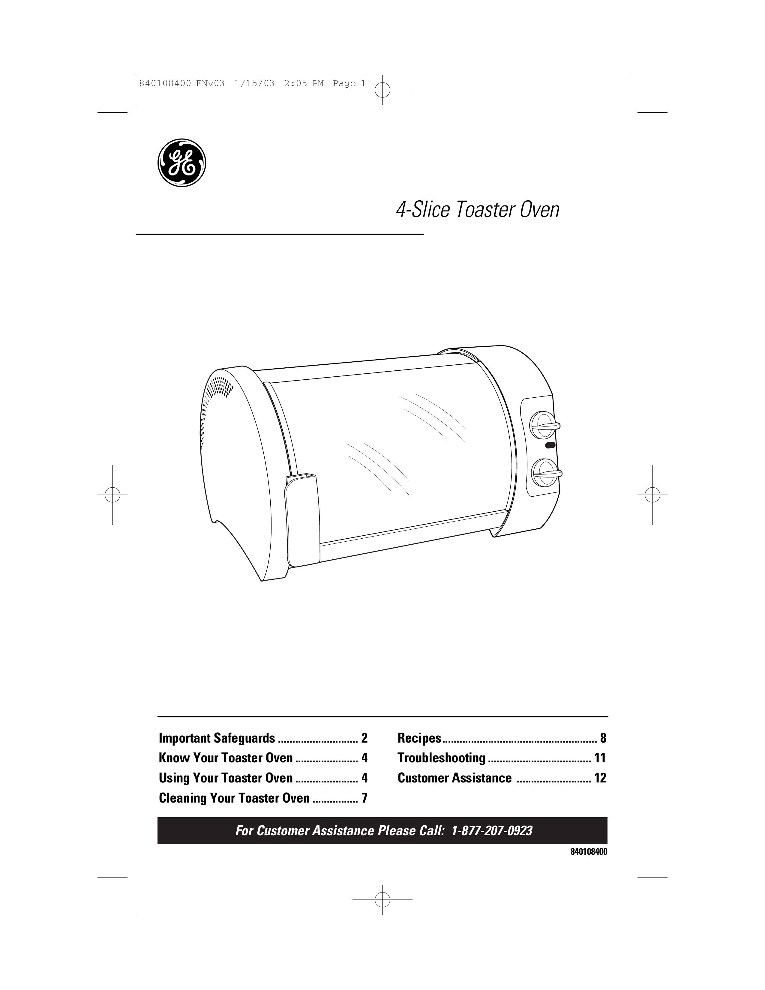 GE 840108400 Toaster User Manual