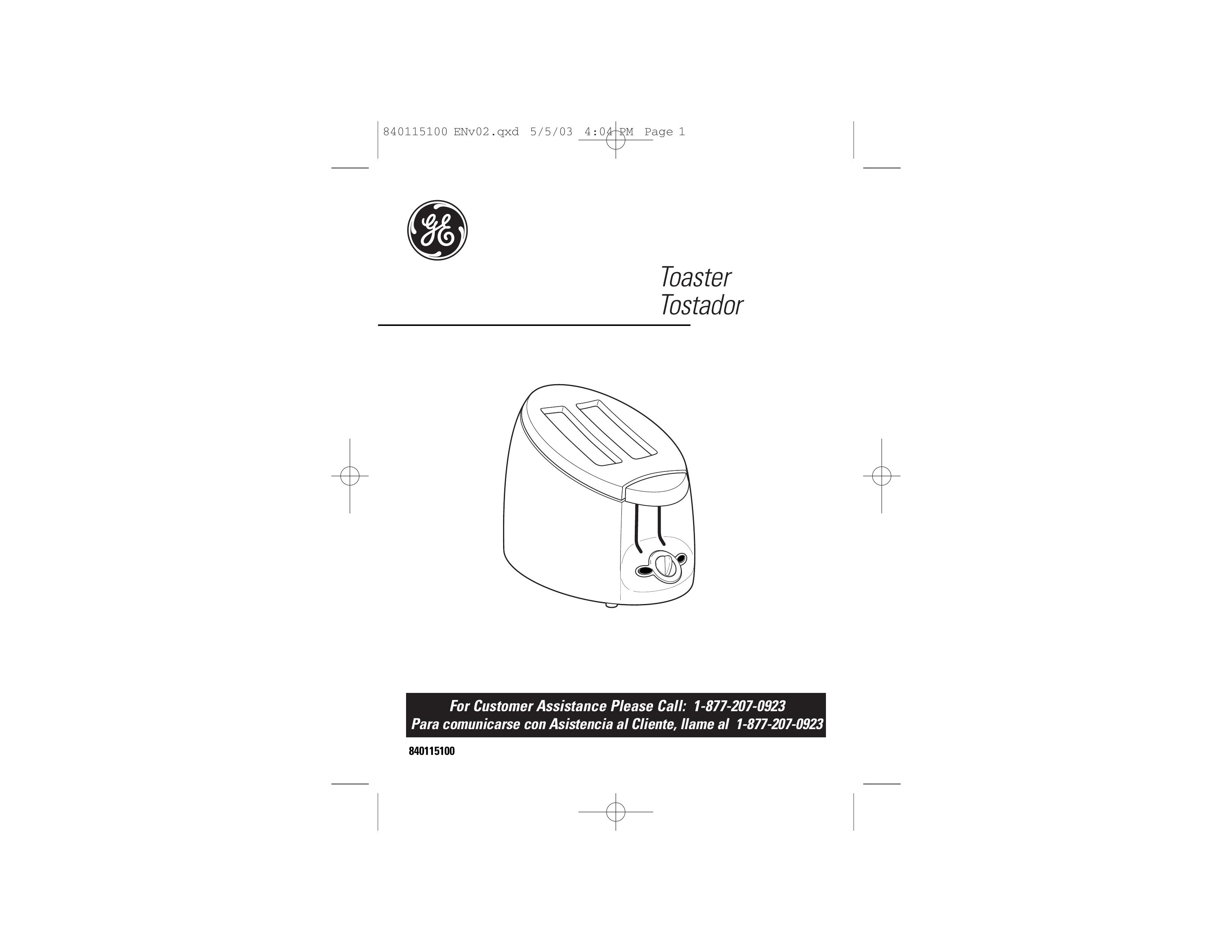 GE 840115100 Toaster User Manual