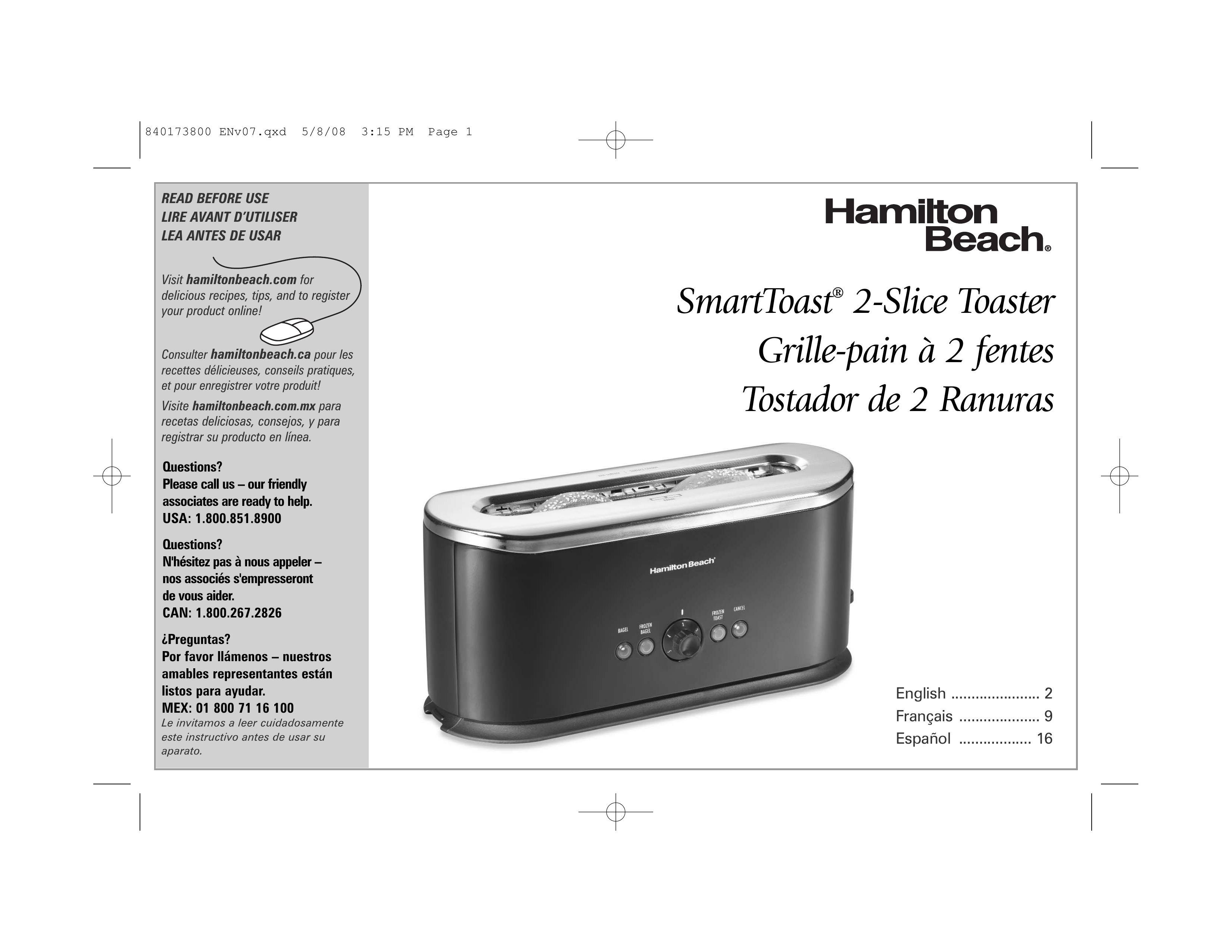 Hamilton Beach 22408 Toaster User Manual