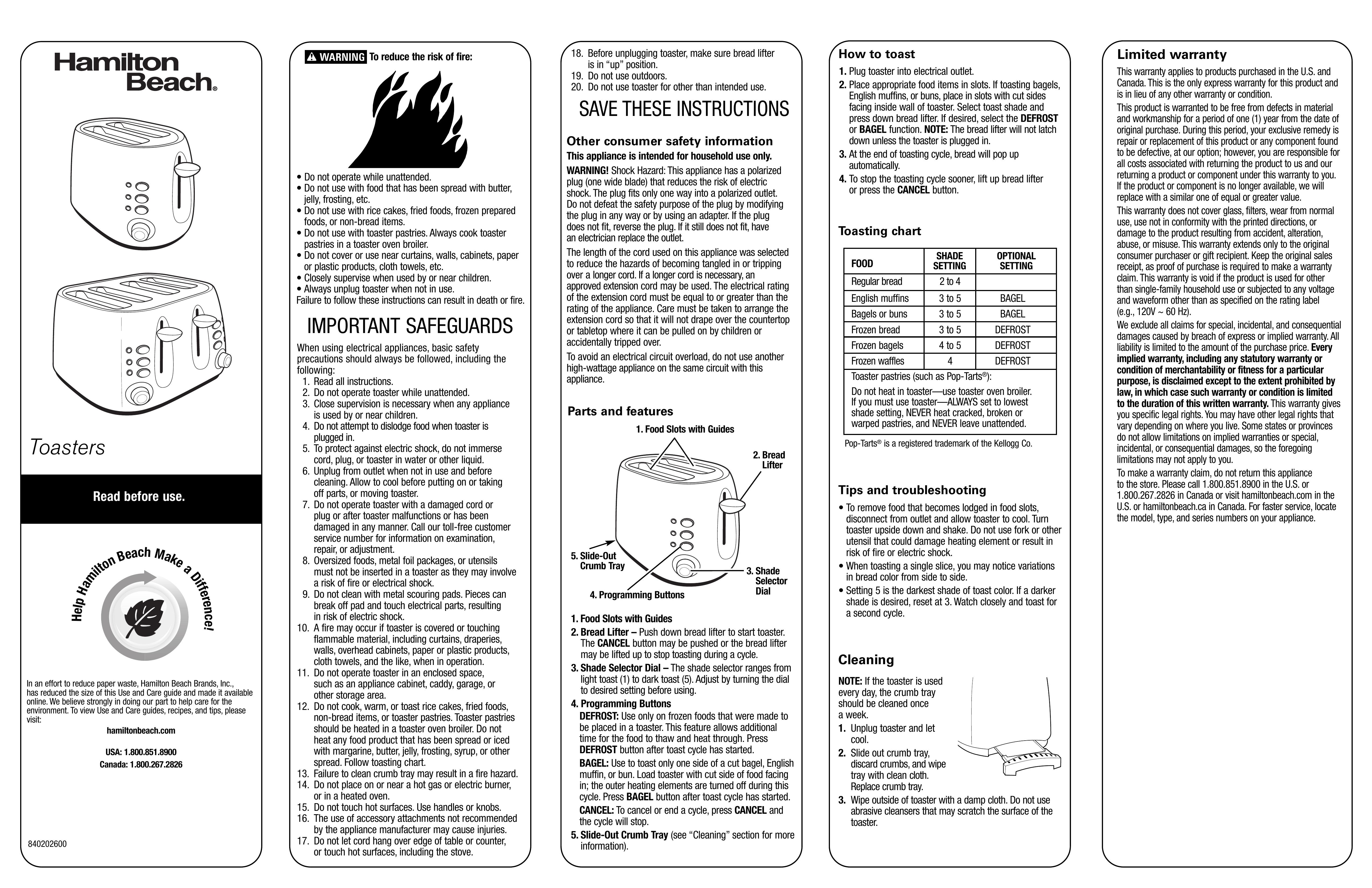 Hamilton Beach 22524E Toaster User Manual