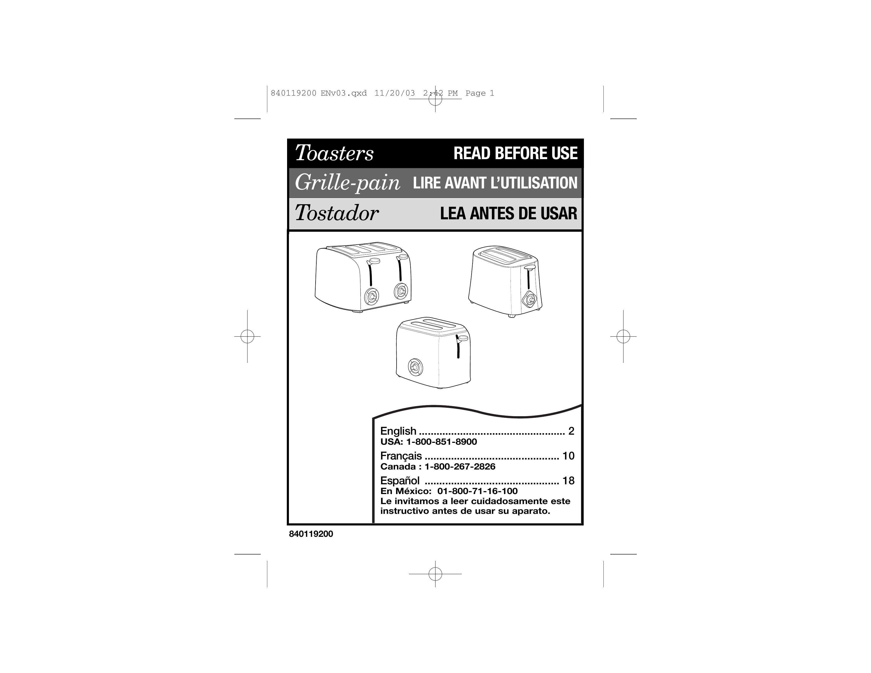 Hamilton Beach 22625C Toaster User Manual