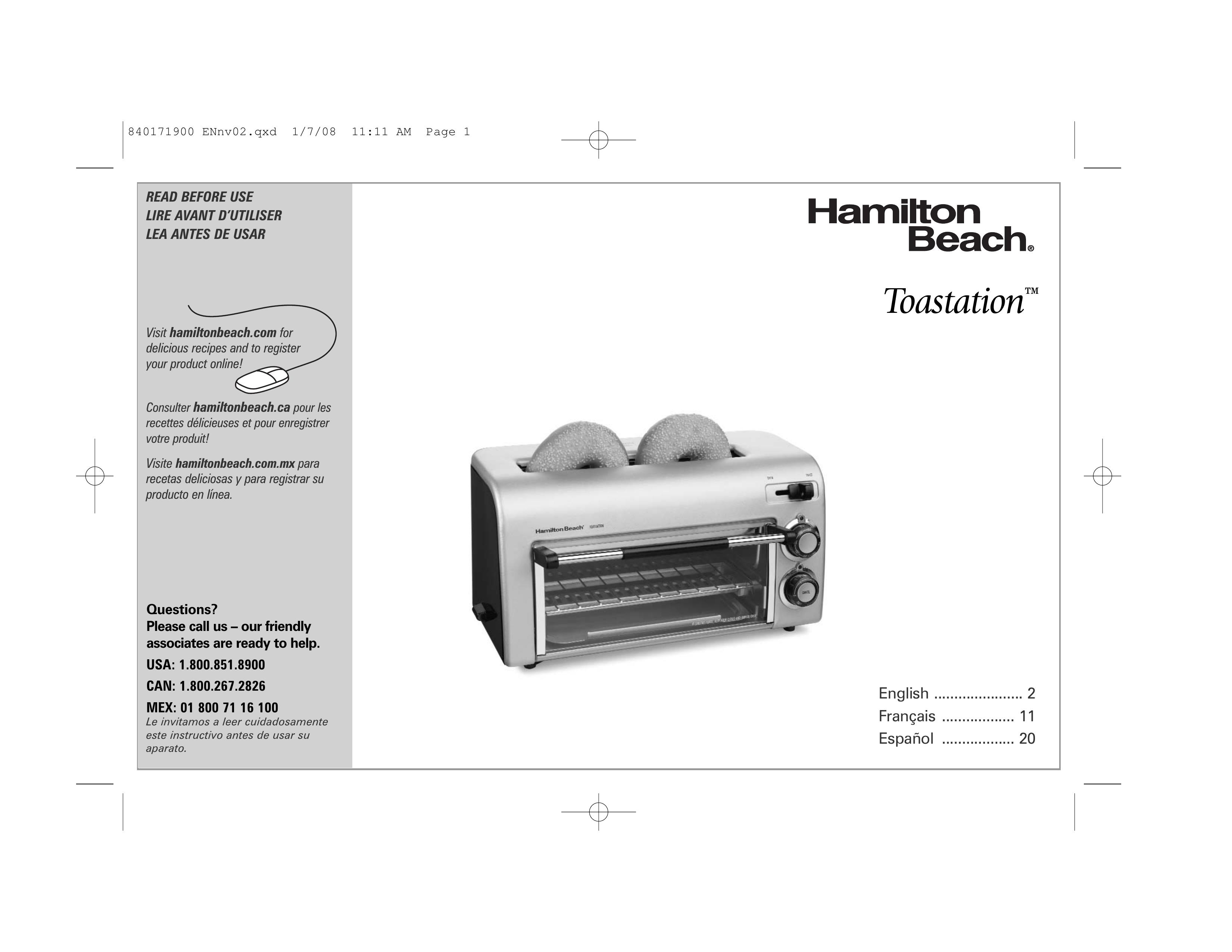 Hamilton Beach 22709C Toaster User Manual
