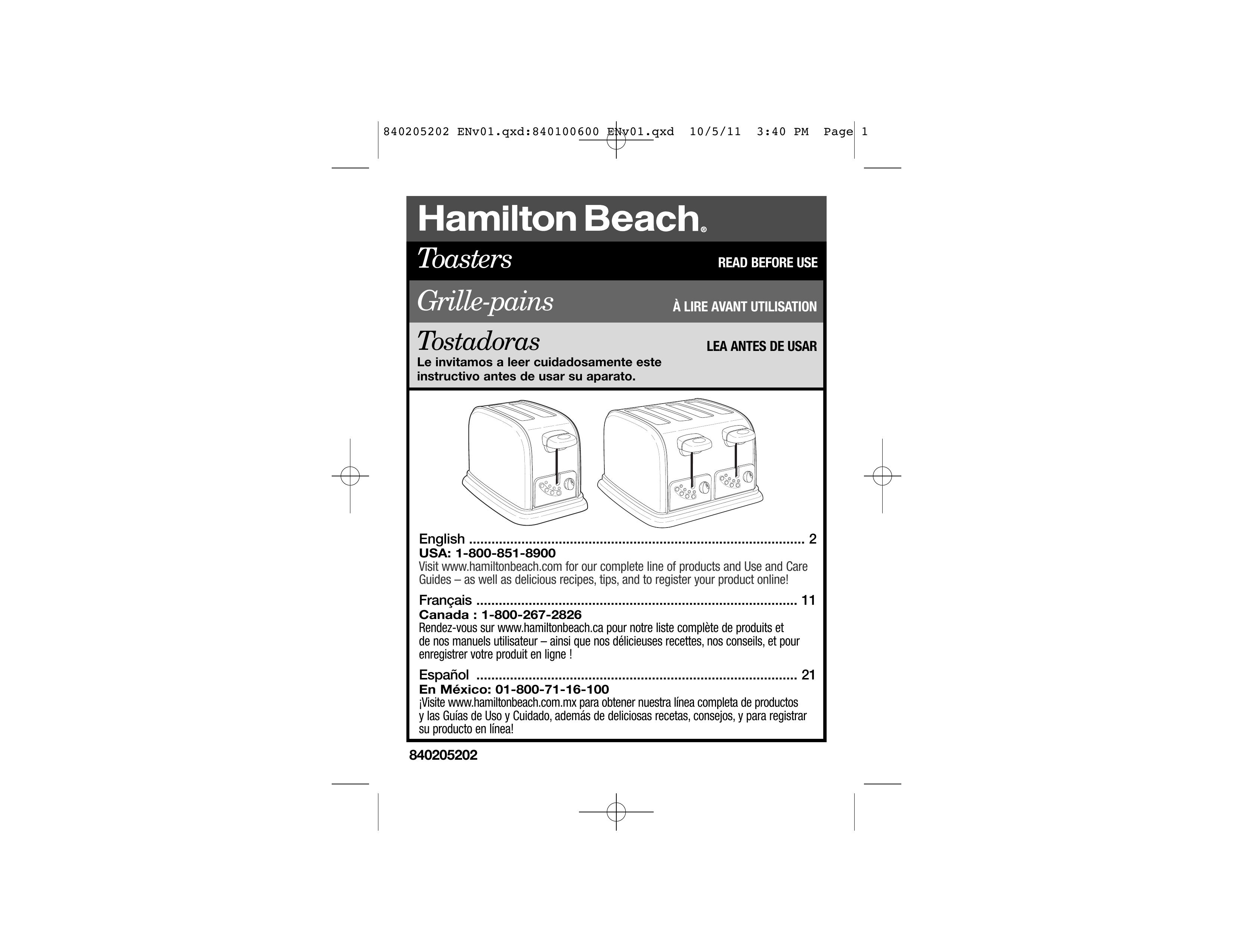 Hamilton Beach 22790 Toaster User Manual