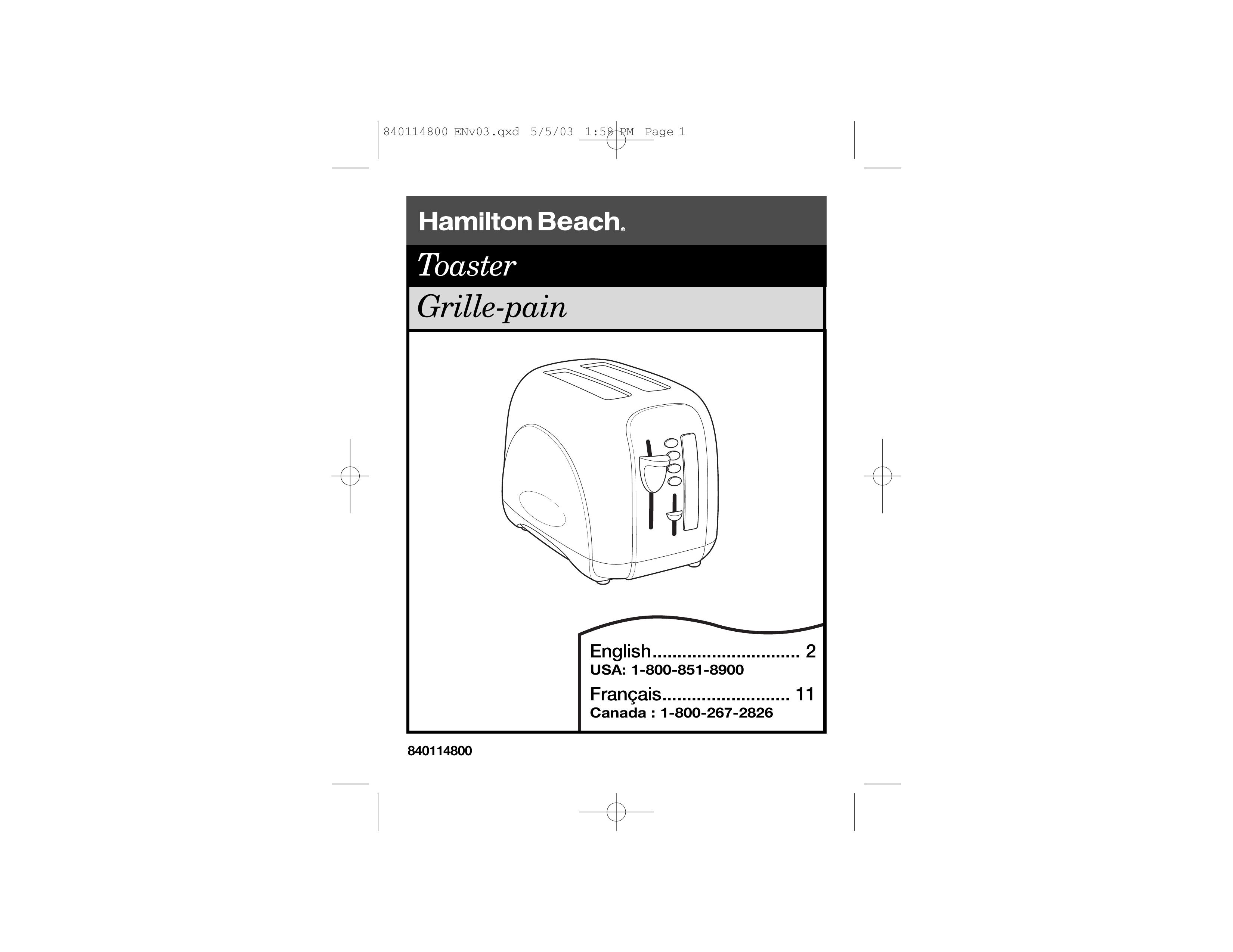 Hamilton Beach 24669 Toaster User Manual