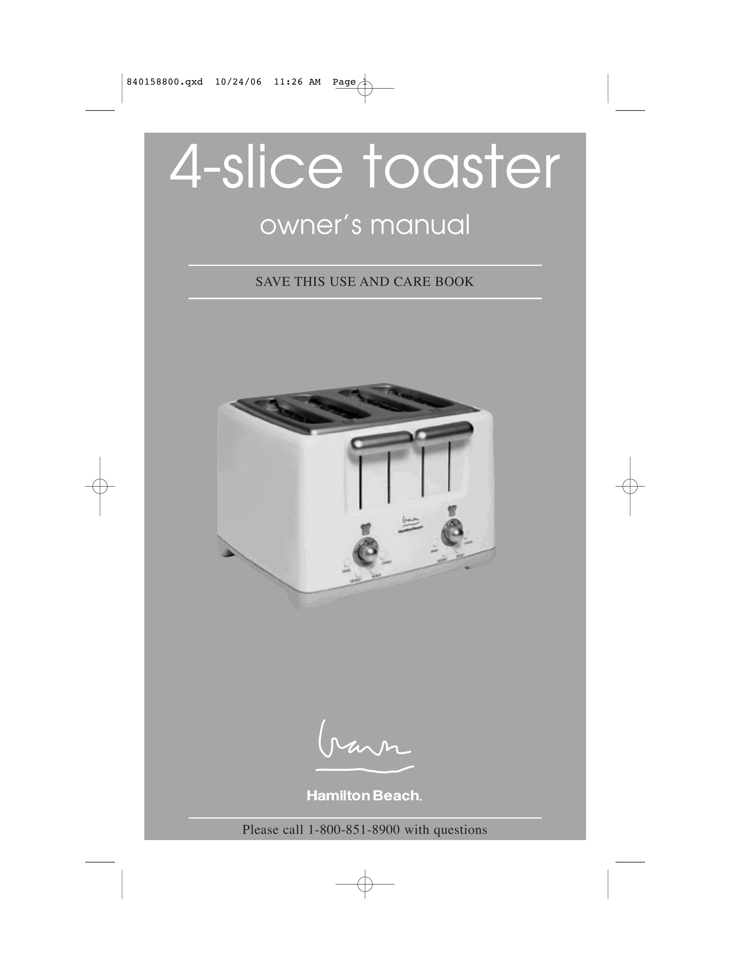 Hamilton Beach 4-slice Toaster Toaster User Manual