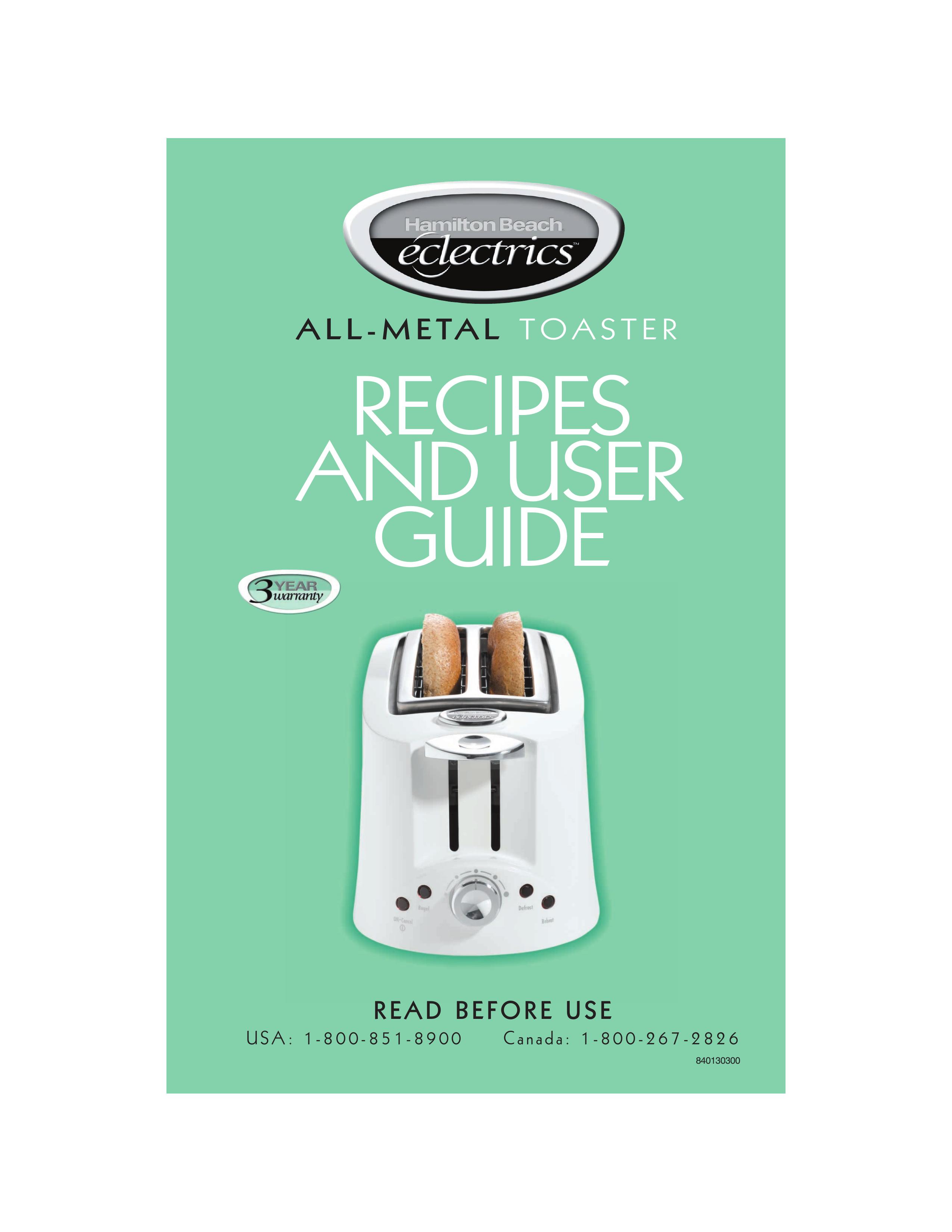 Hamilton Beach All-Metal Toaster Toaster User Manual