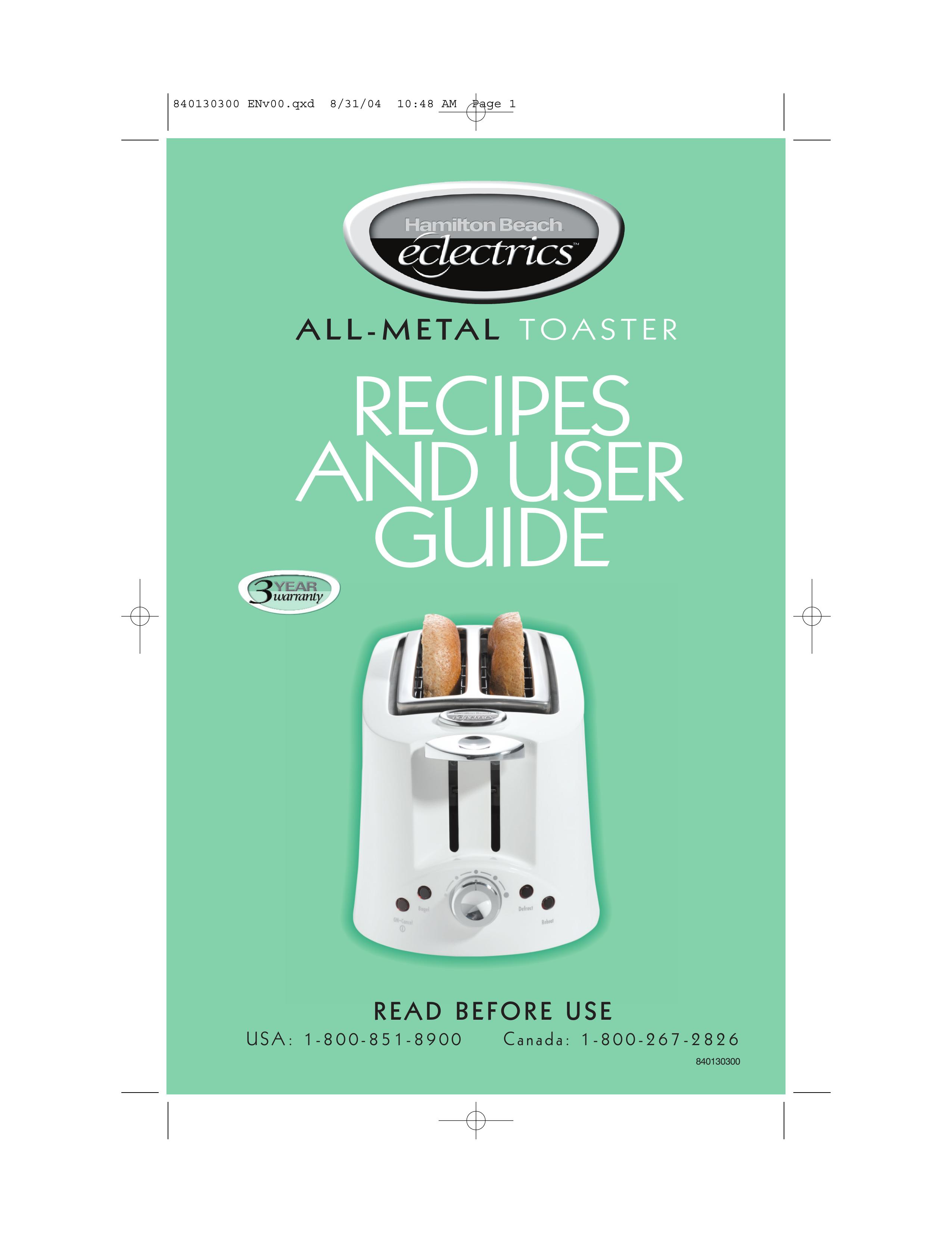 Hamilton Beach All-Metal Toasters Toaster User Manual