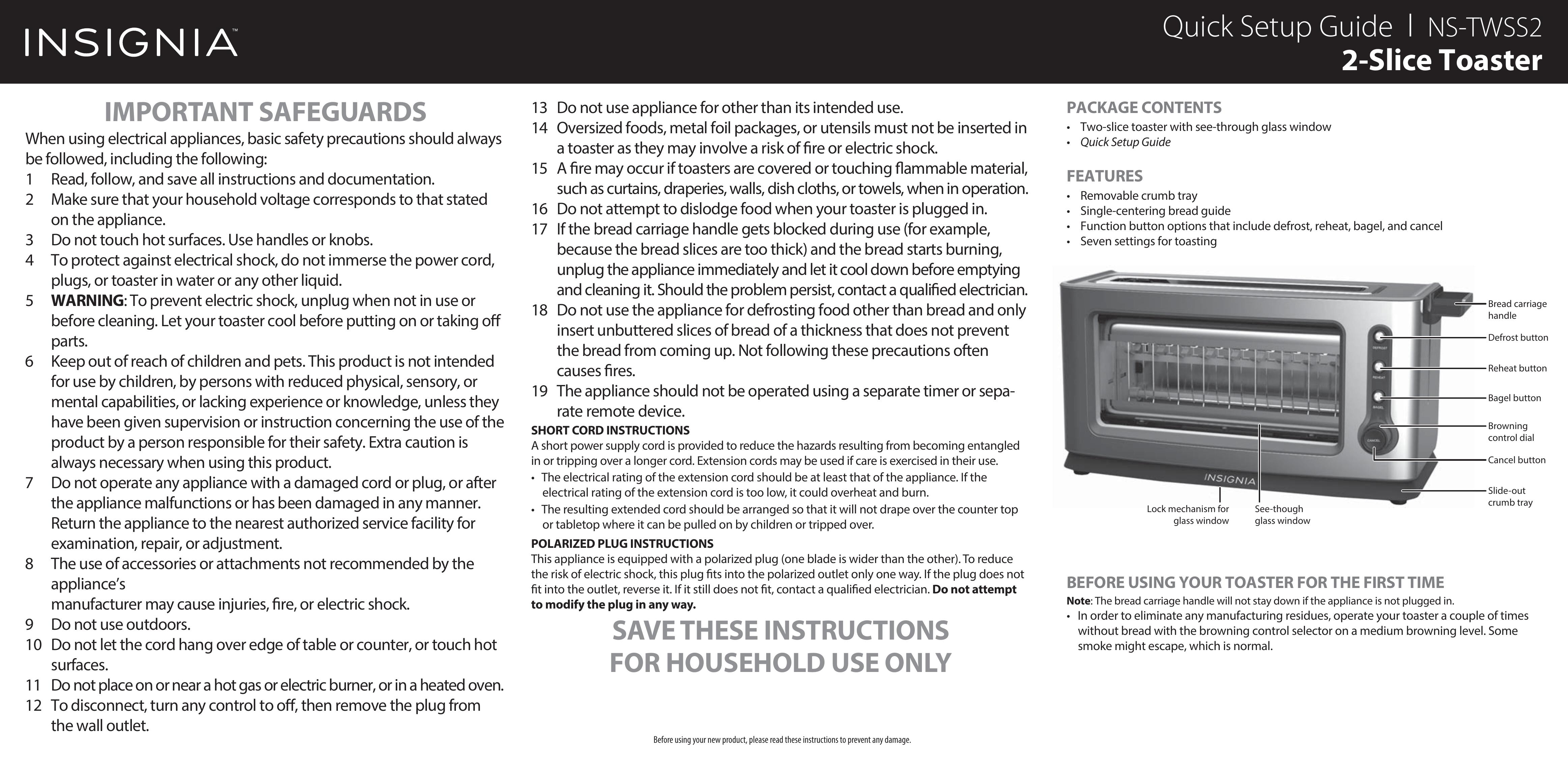 Insignia NS-TWSS2 Toaster User Manual