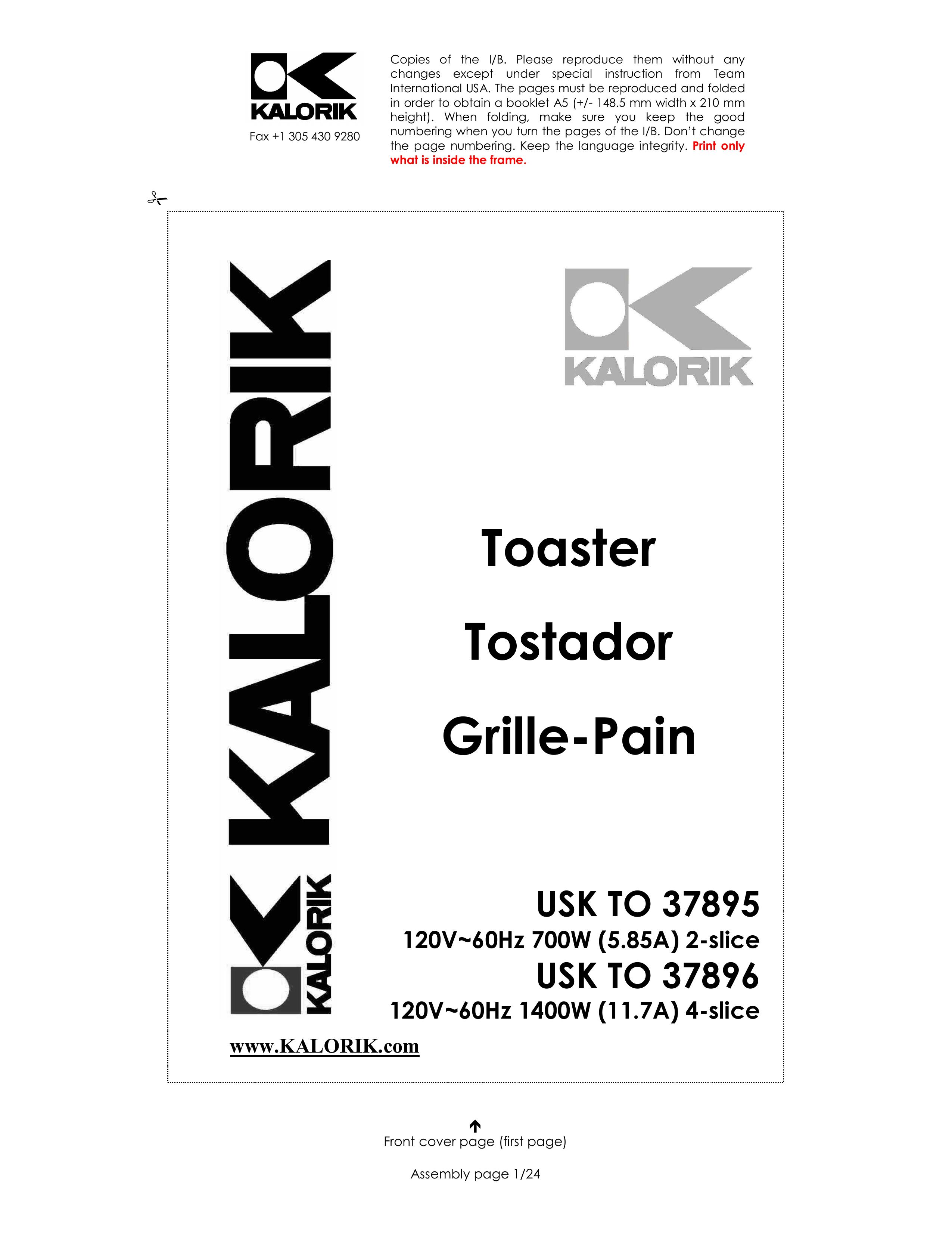 Kalorik USK TO 37896 Toaster User Manual