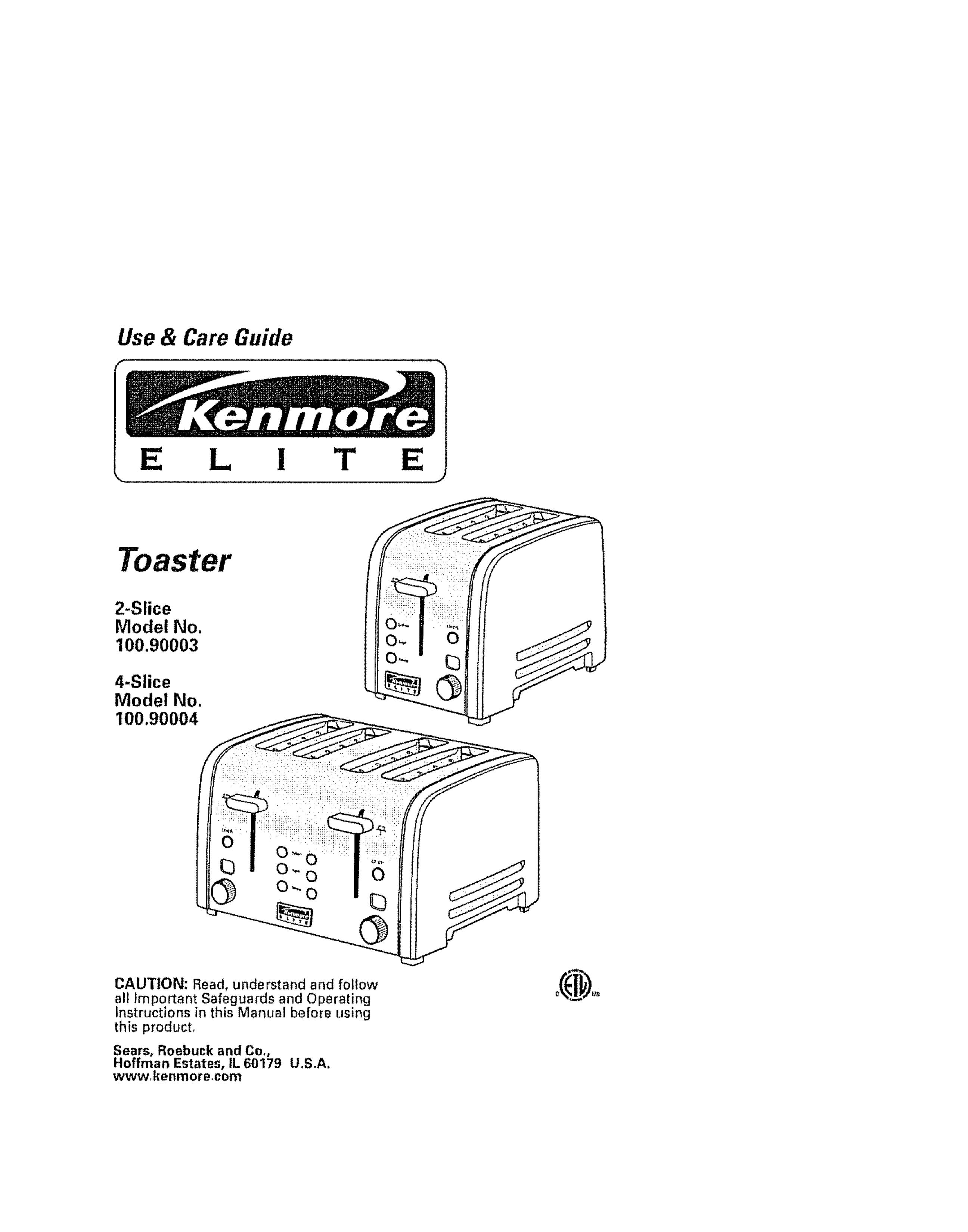 Kenmore 100.90003 Toaster User Manual