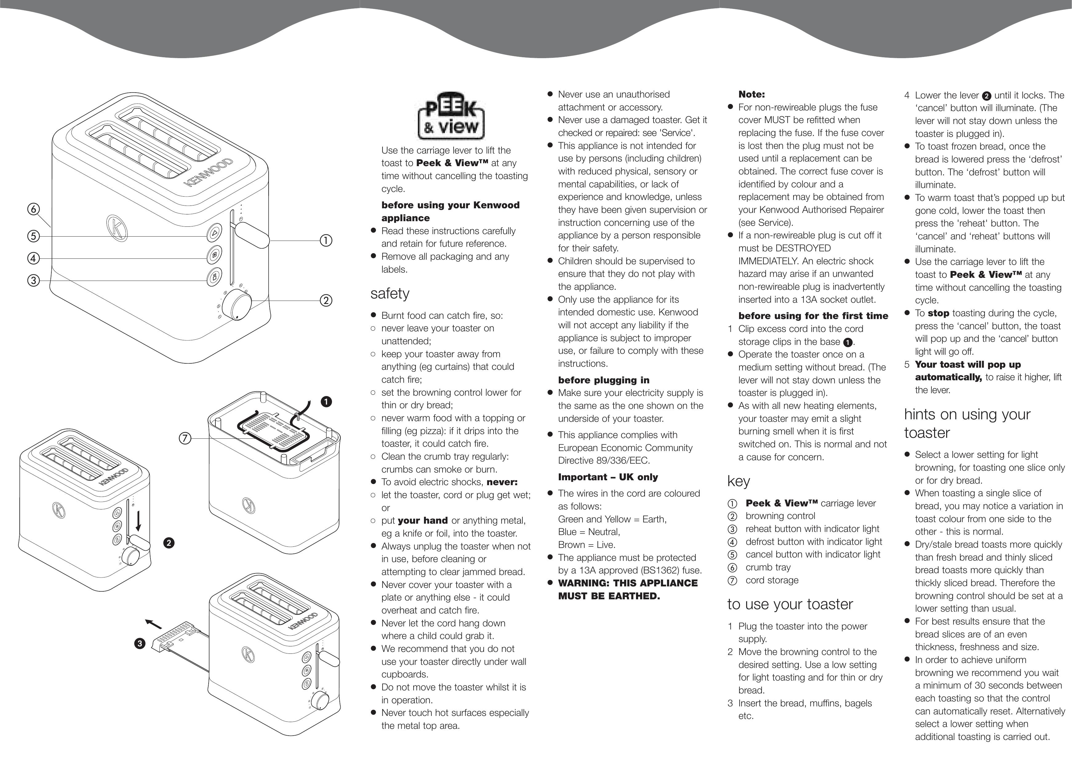 Kenwood TTM322 Toaster User Manual