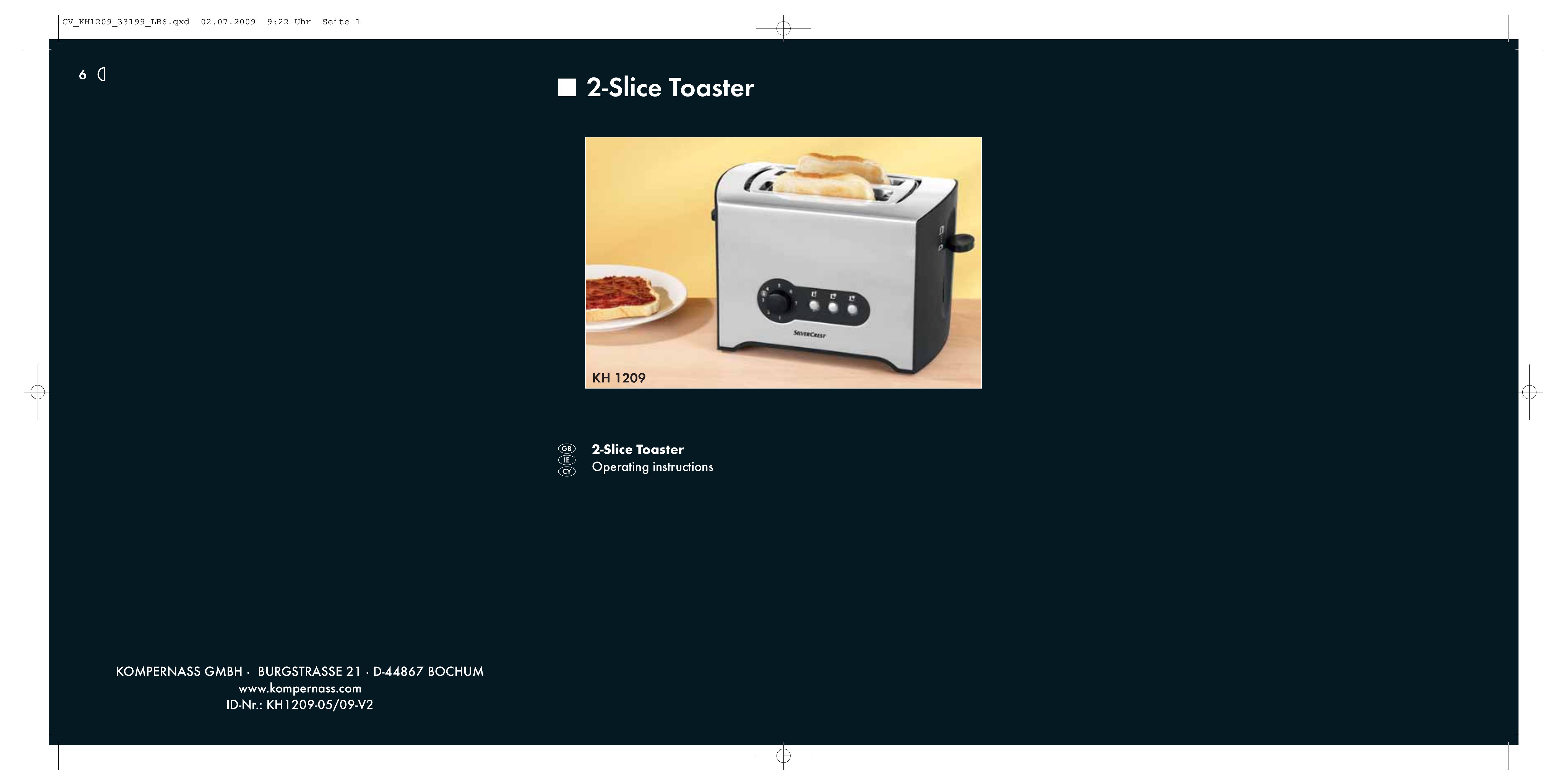 Kompernass KH 1209 Toaster User Manual