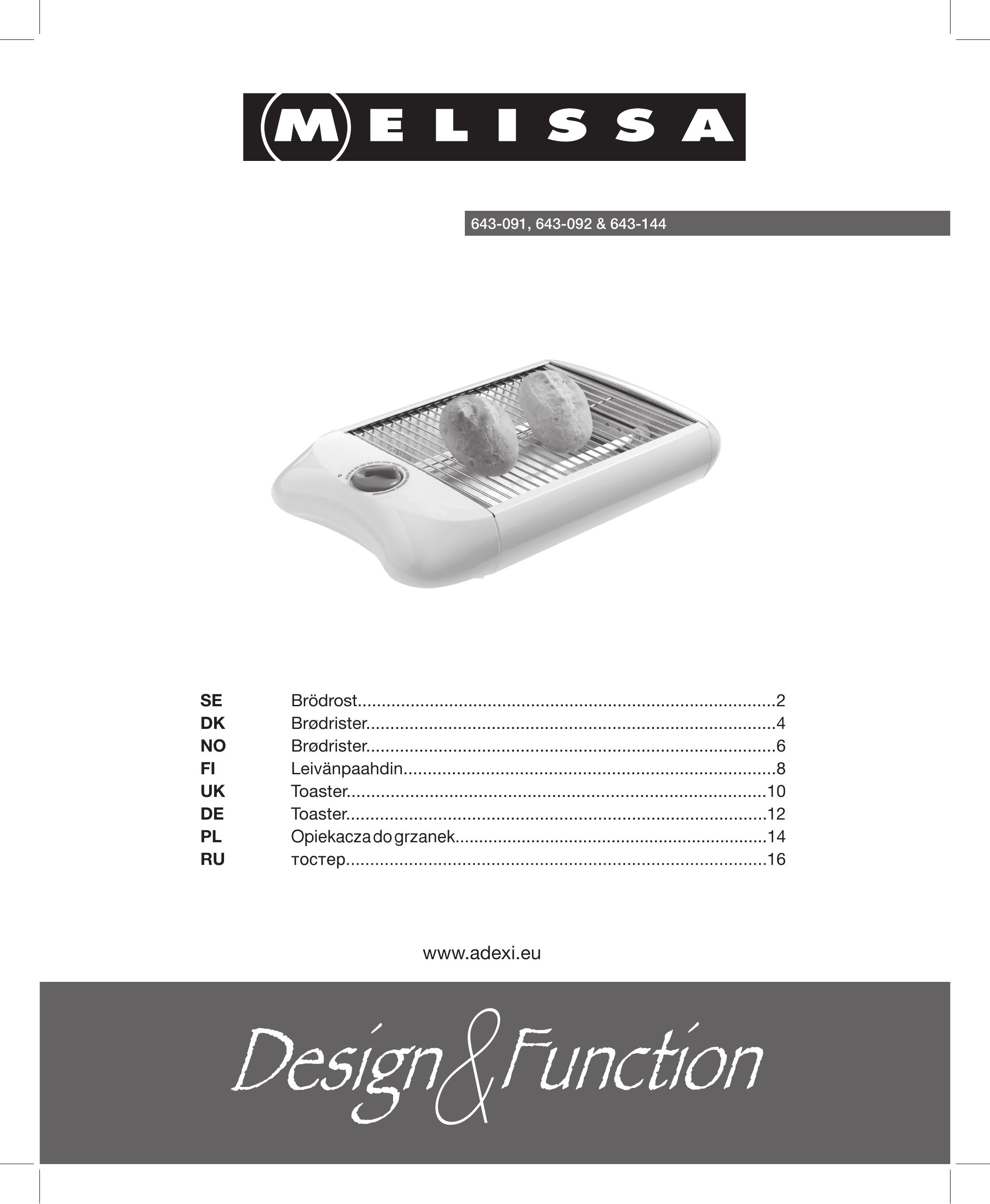 Melissa 643-092 Toaster User Manual