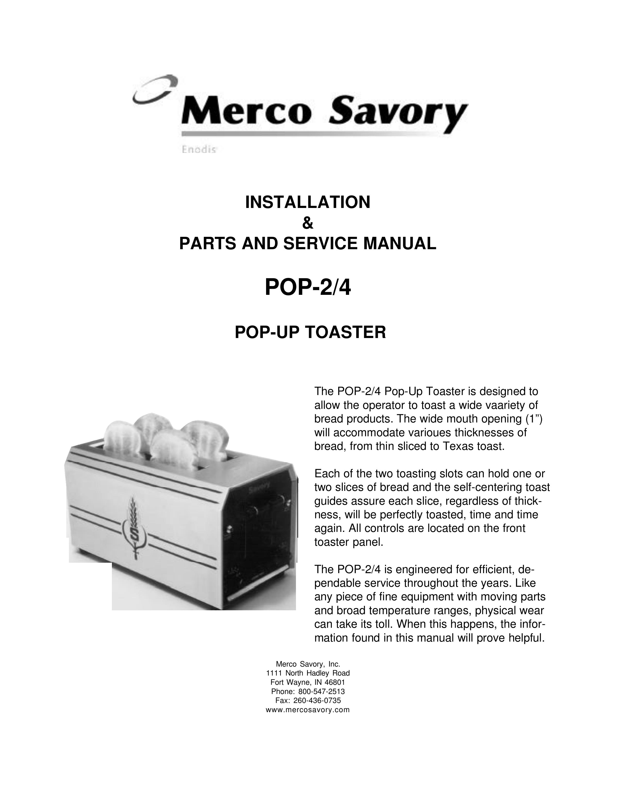 Merco Savory POP-2/4 Toaster User Manual
