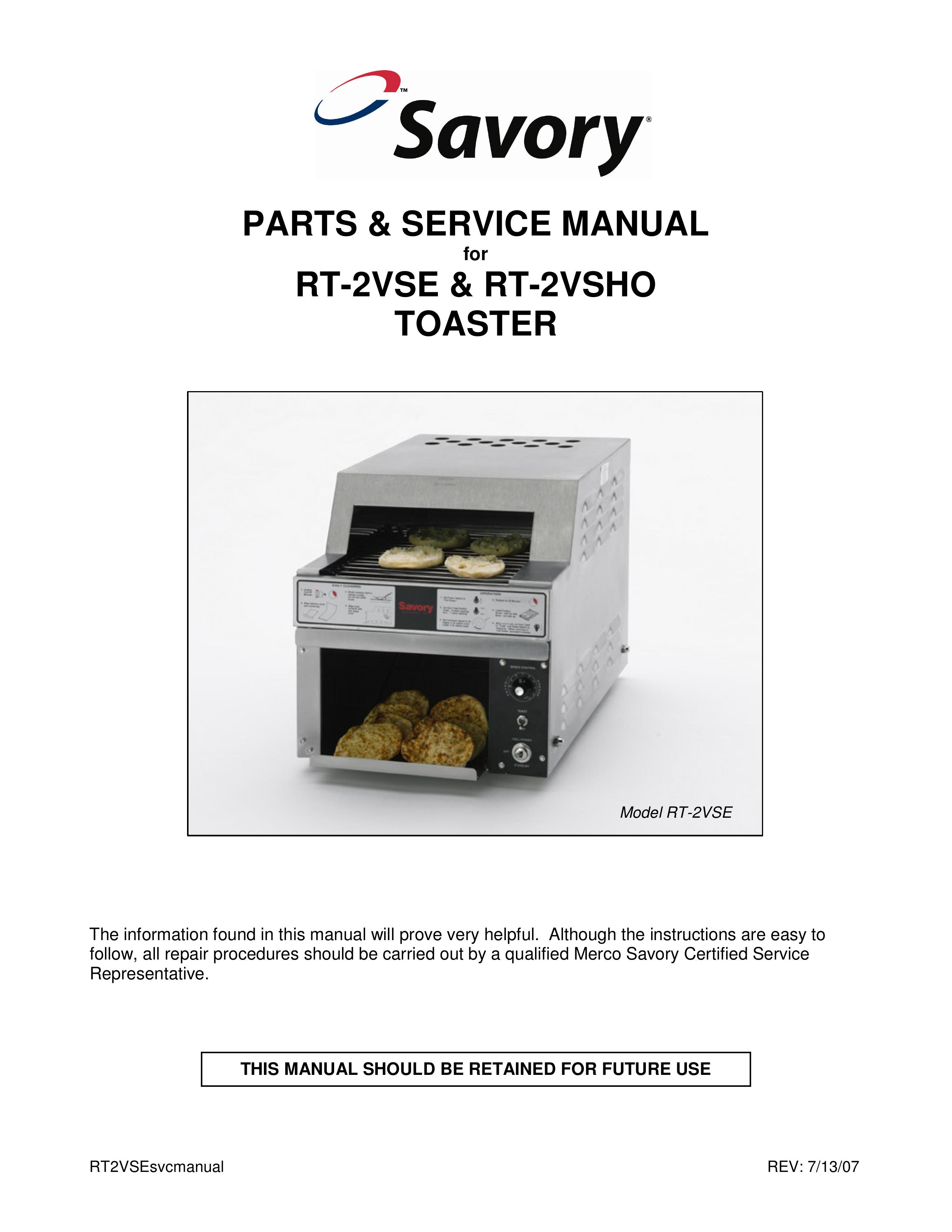 Merco Savory RT-2VSHO Toaster User Manual