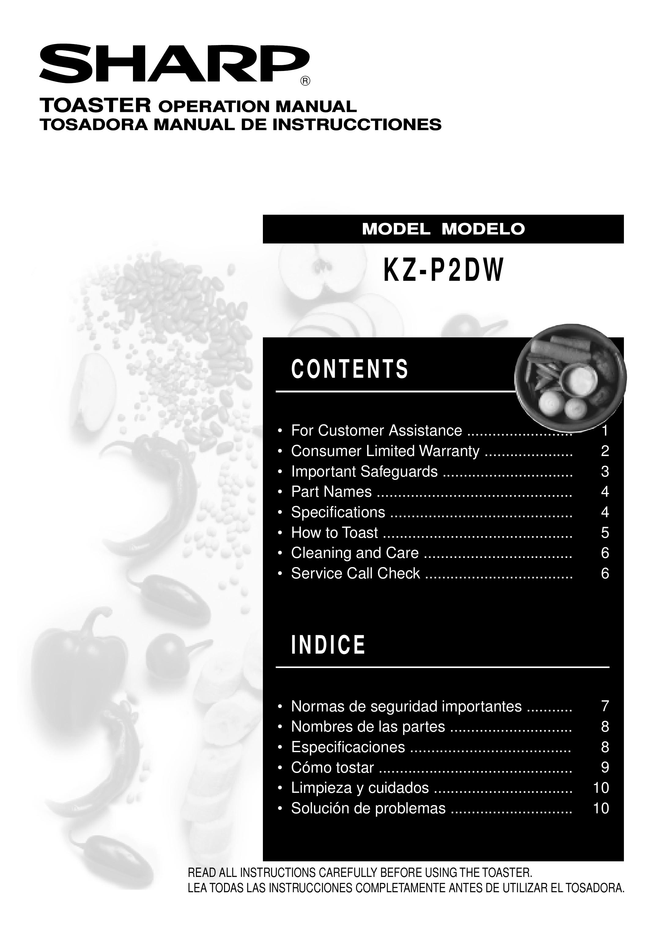 Sharp KZ-P2DW Toaster User Manual
