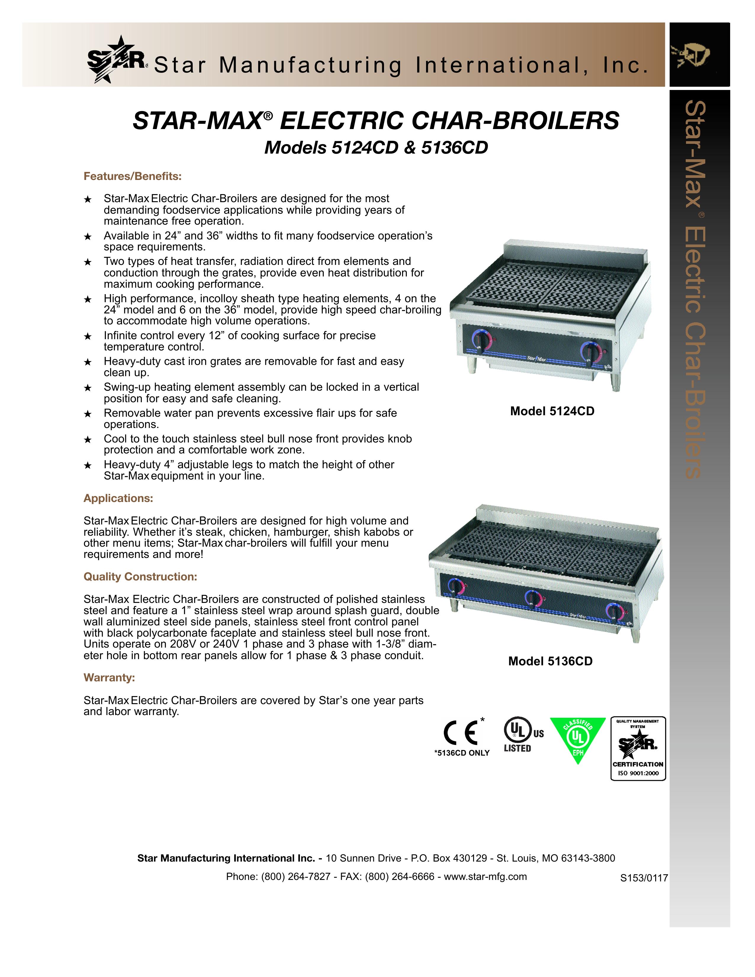 Star Manufacturing 5136CD Toaster User Manual