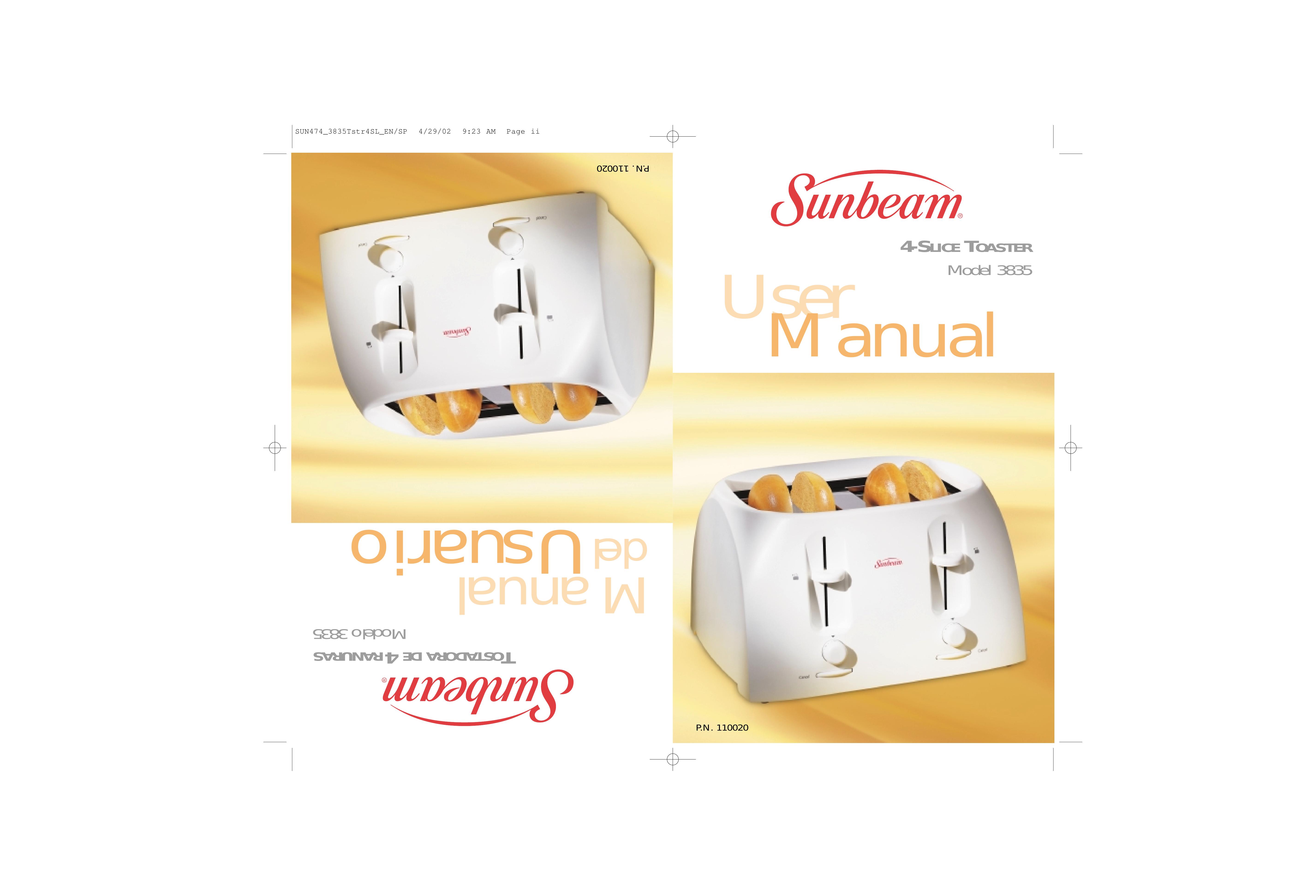 Sunbeam 3835 Toaster User Manual
