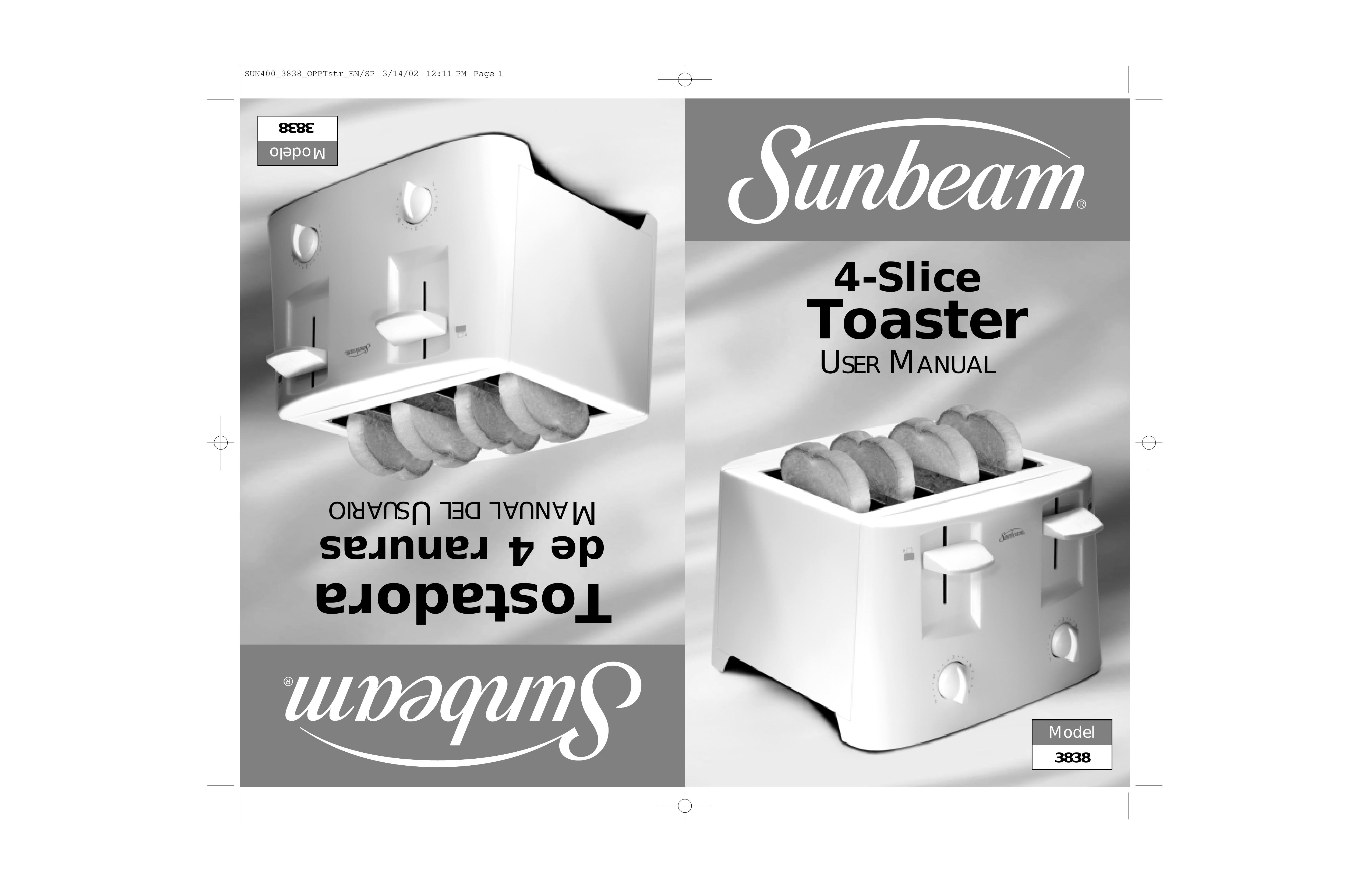 Sunbeam 3838 Toaster User Manual