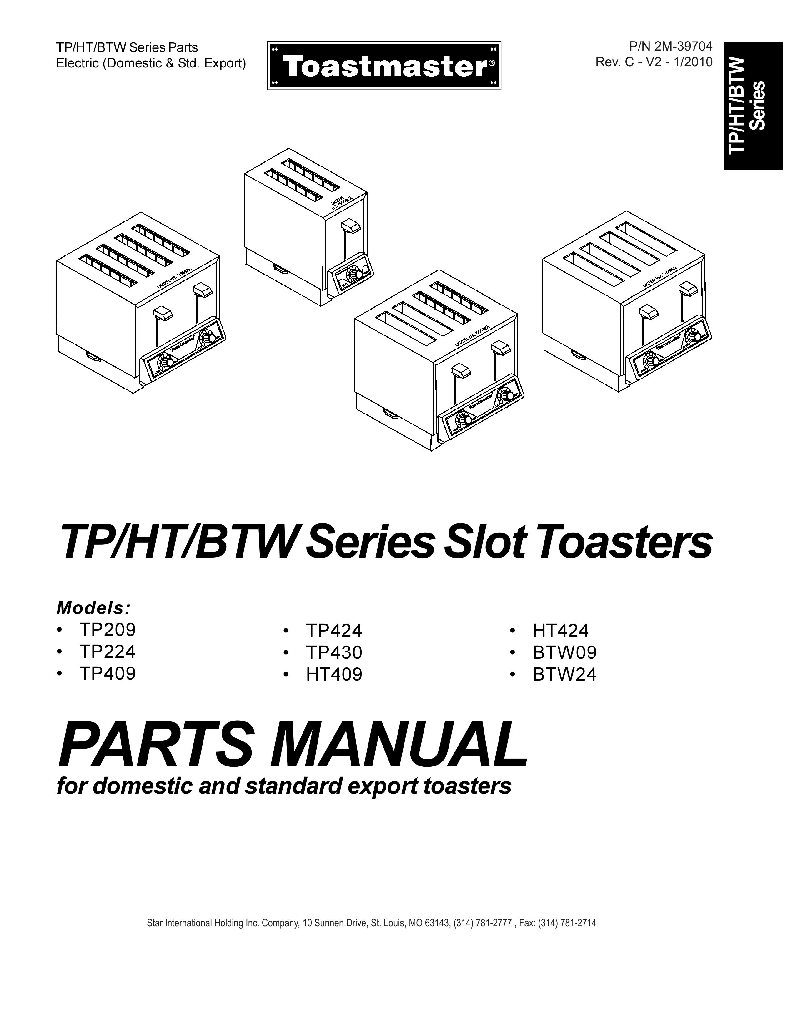 Toastmaster BTW24 Toaster User Manual