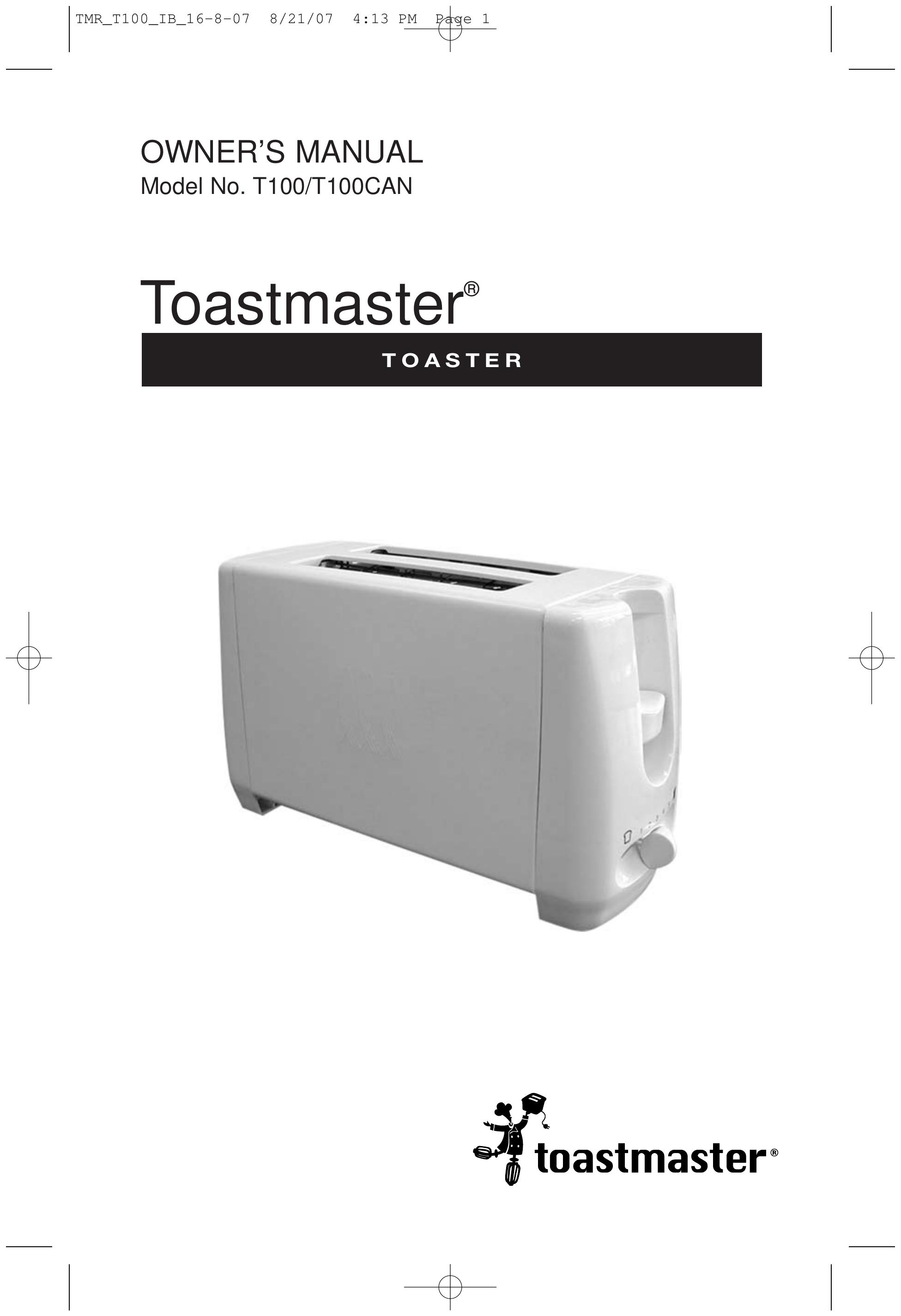 Toastmaster T100 Toaster User Manual