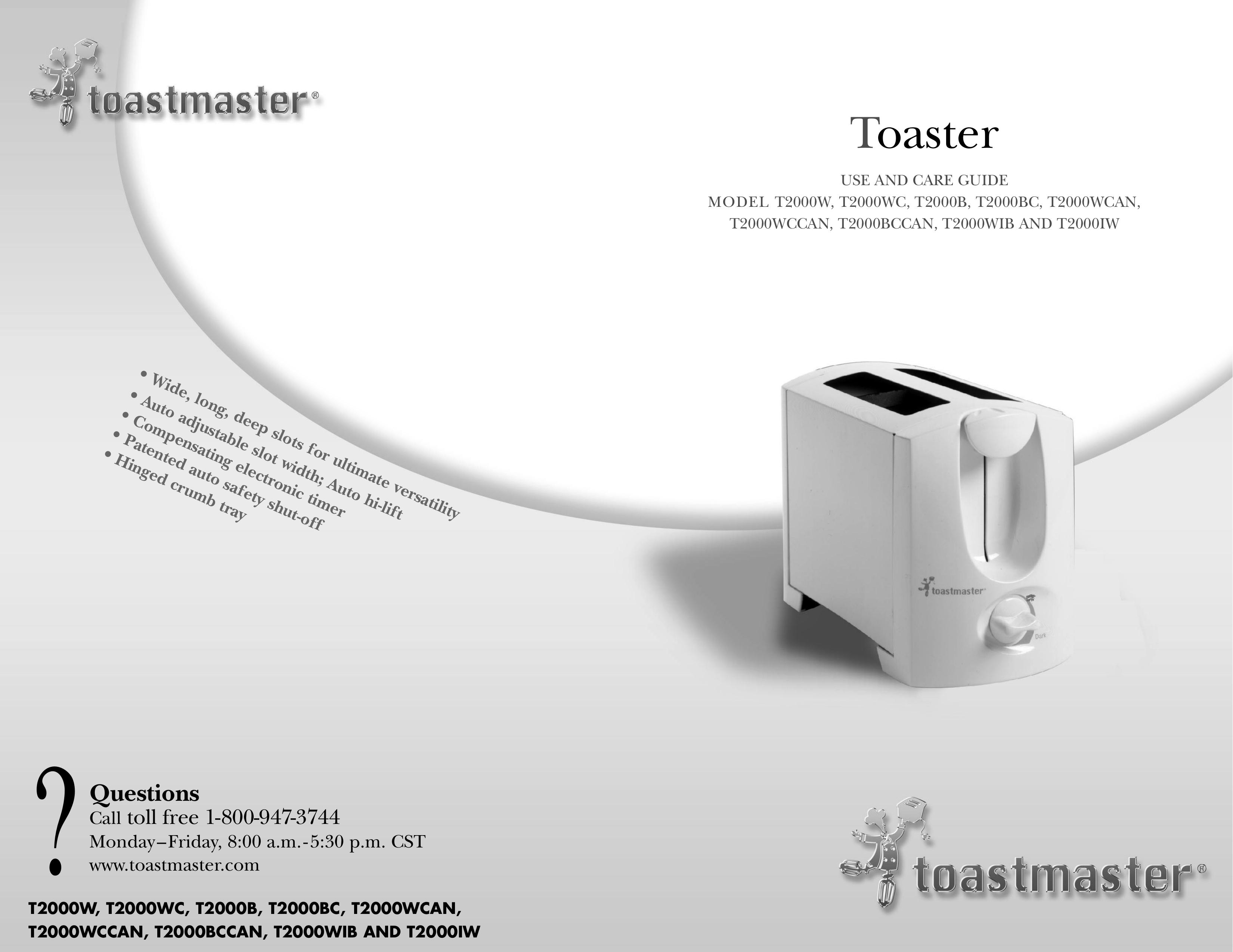 Toastmaster T2000WIB Toaster User Manual