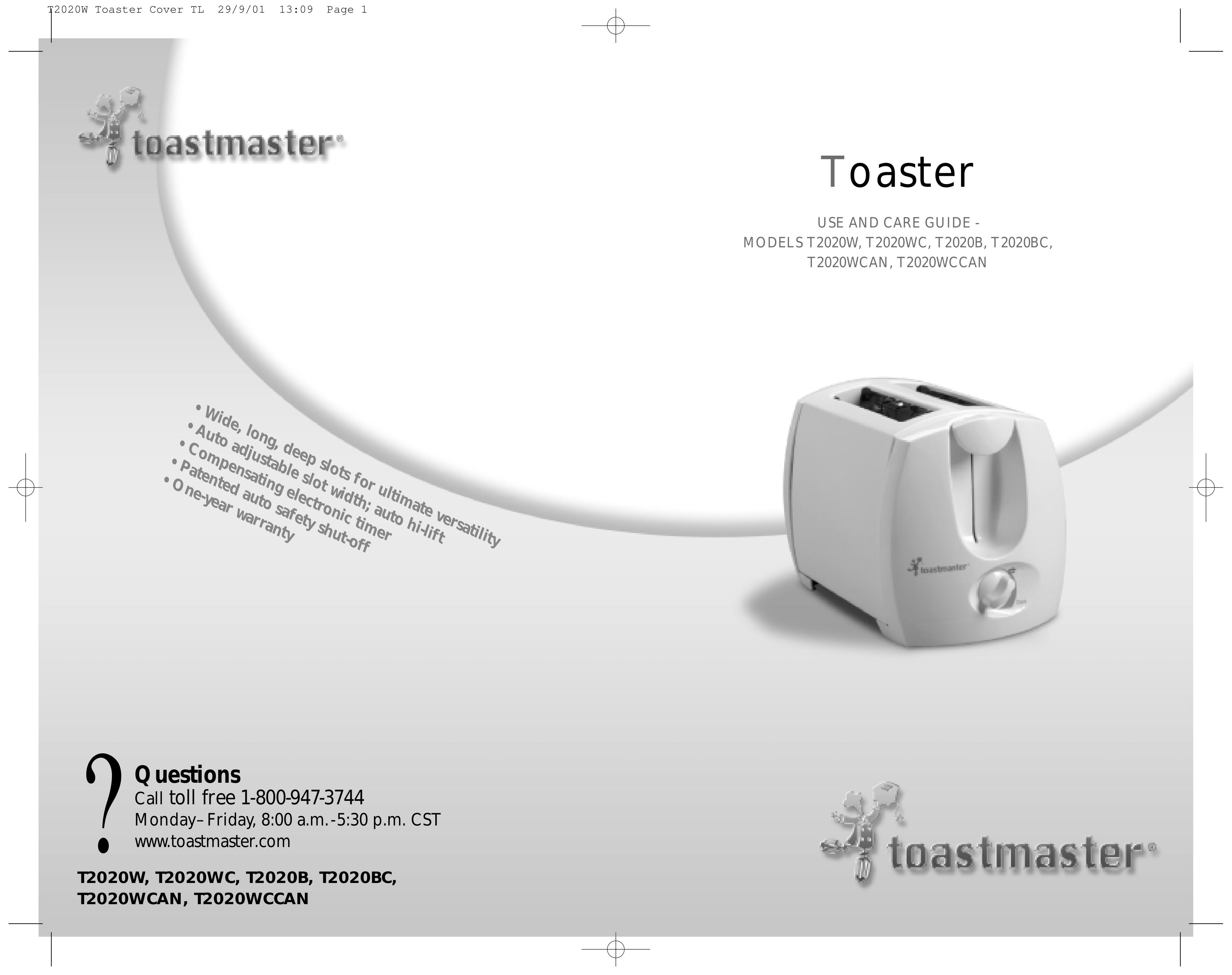 Toastmaster T2020W Toaster User Manual