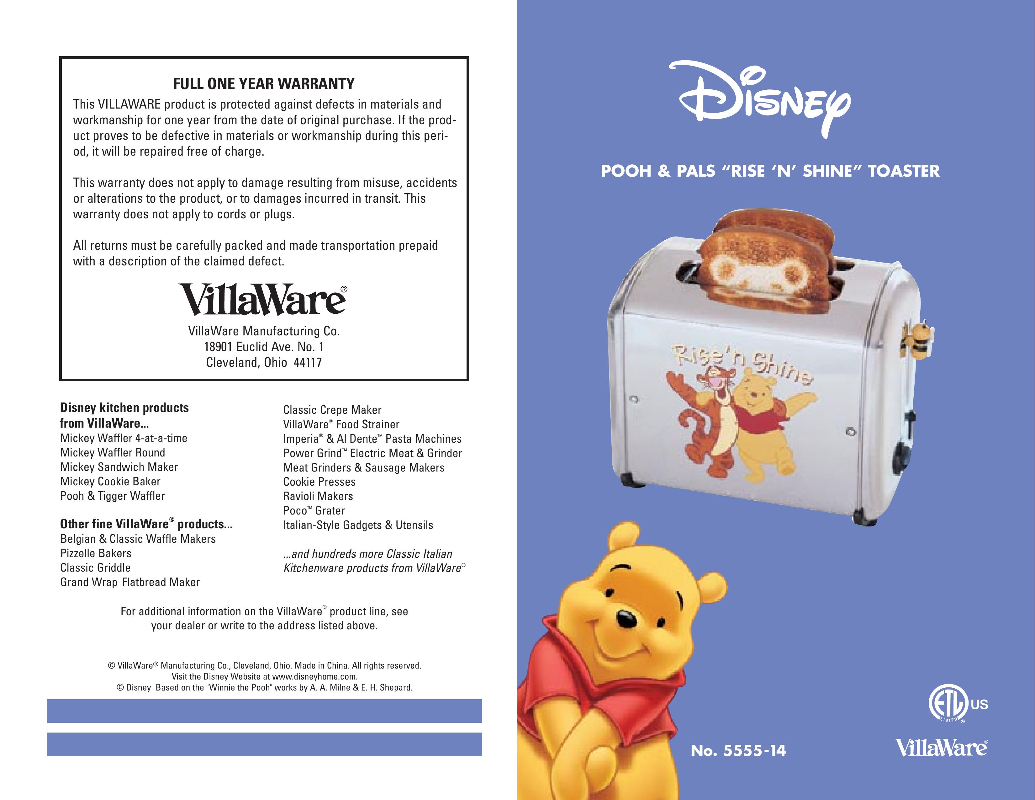 Villaware 5555-14 Toaster User Manual