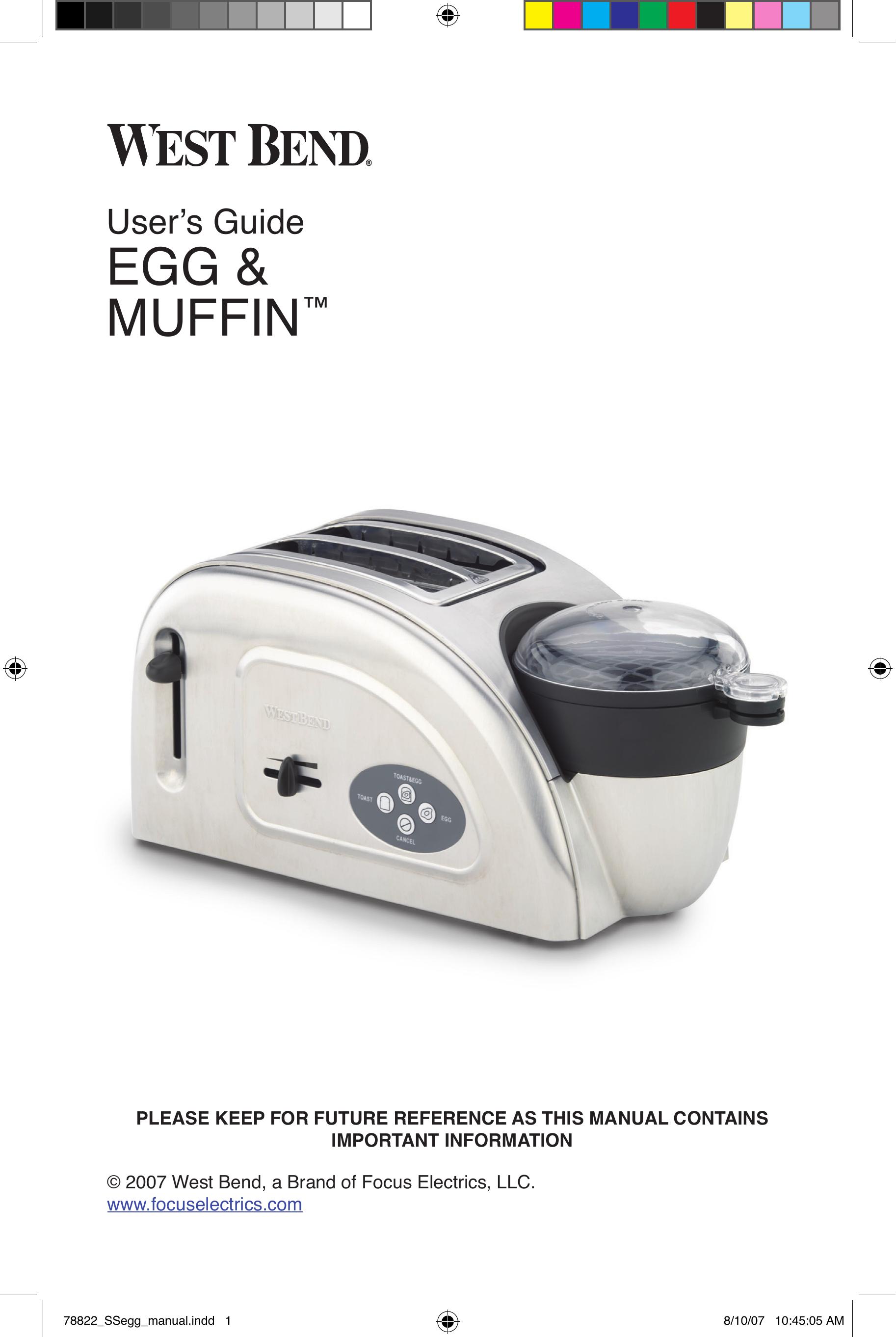 West Bend Egg and Muffin Toaster Toaster User Manual
