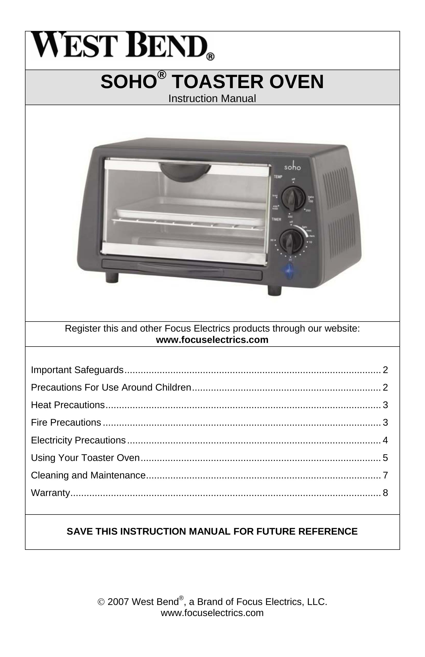 West Bend SHTO100 Toaster User Manual