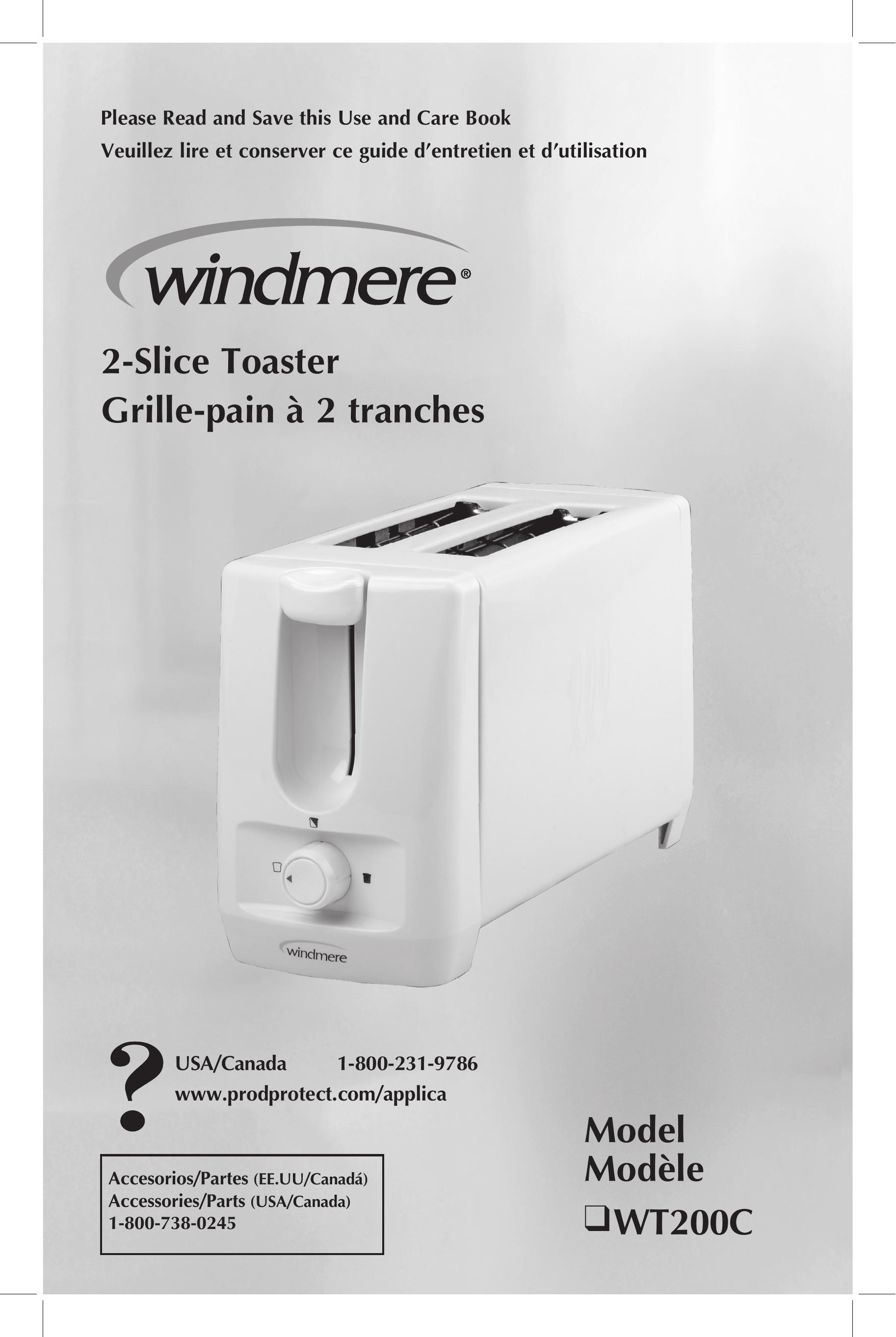 Windmere WT200C Toaster User Manual