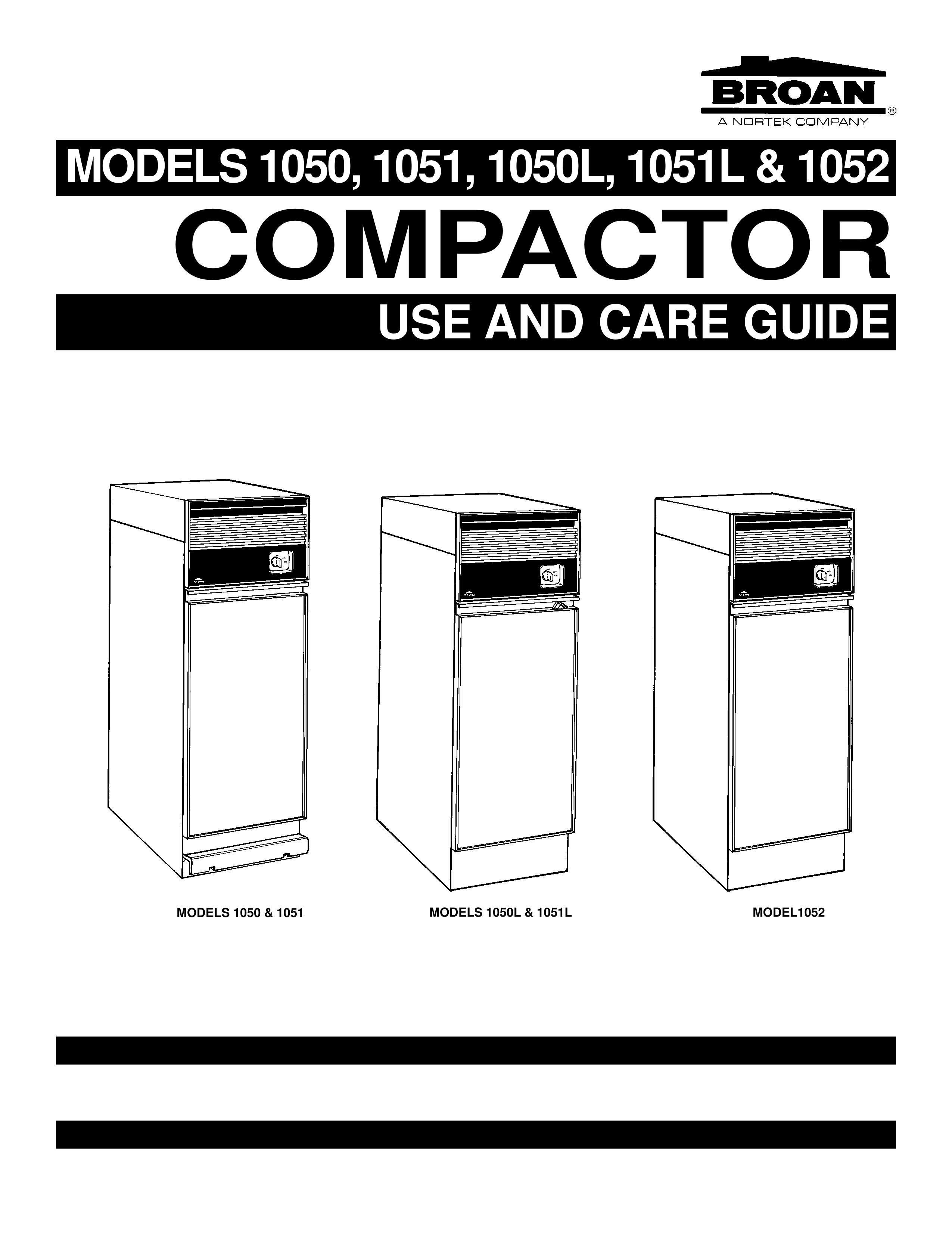 Broan 1050 Trash Compactor User Manual