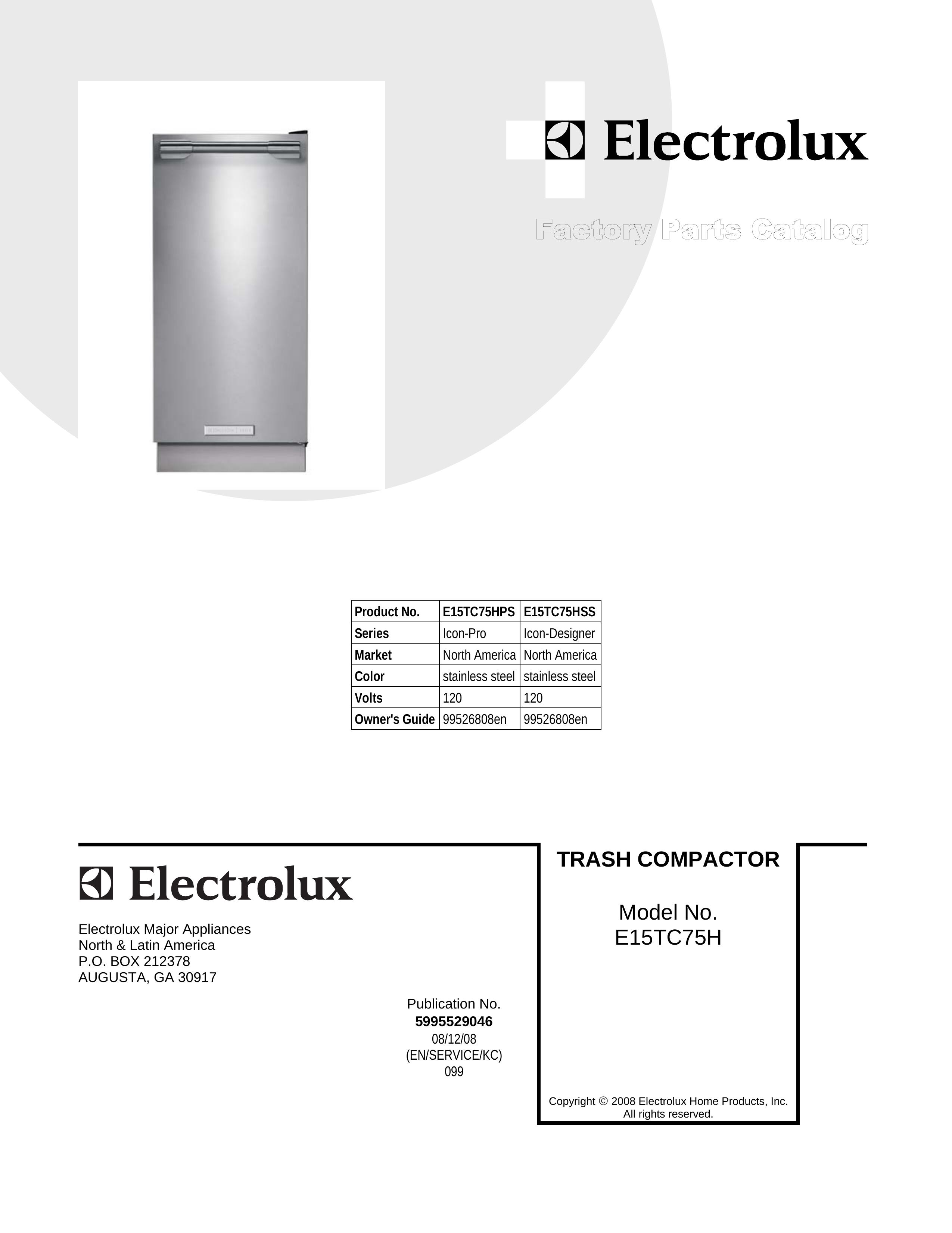Electrolux E15TC75H Trash Compactor User Manual