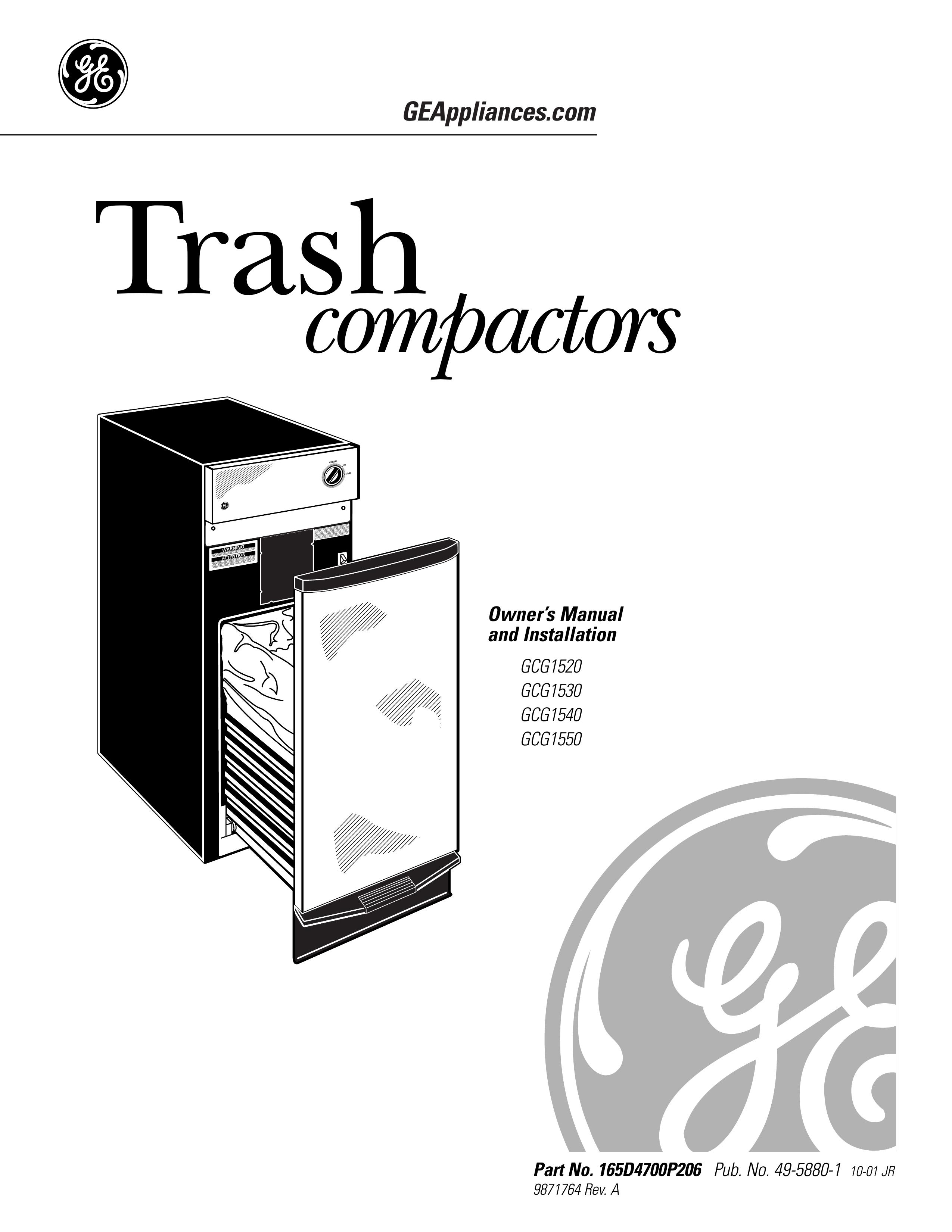 GE GCG1520 Trash Compactor User Manual