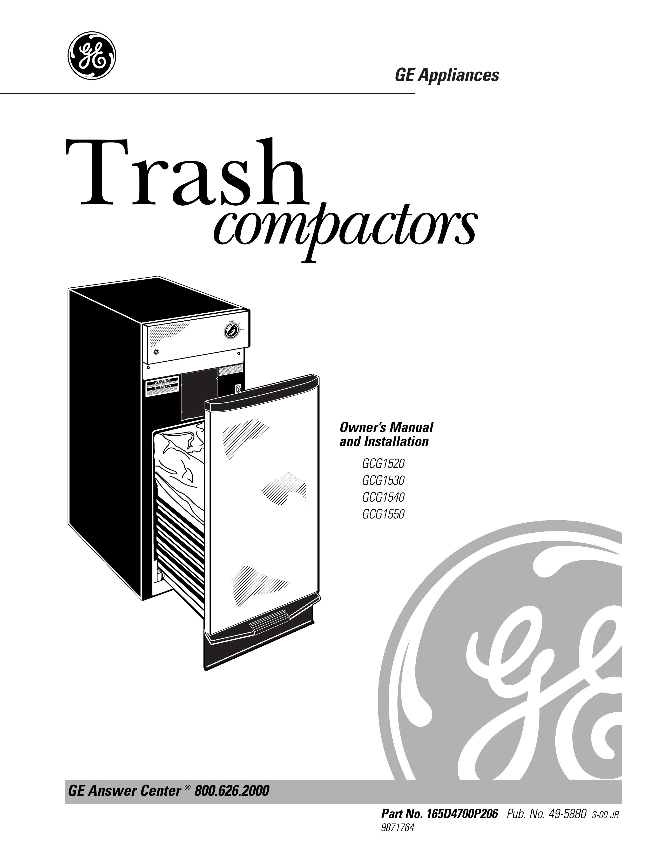 GE GCG1550 Trash Compactor User Manual