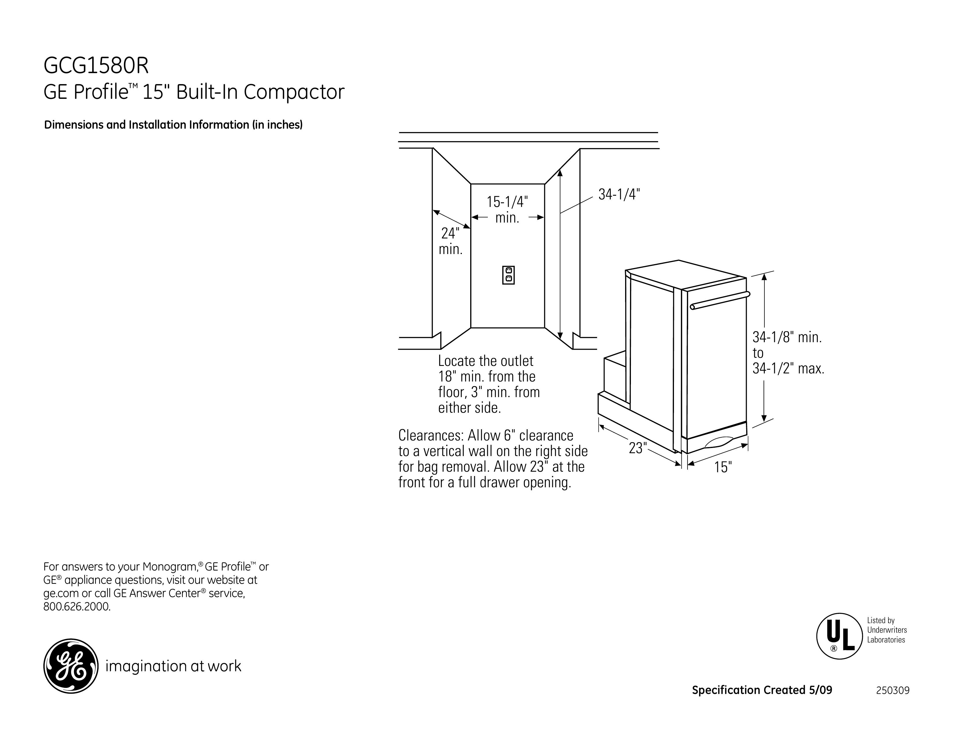 GE GCG1580R Trash Compactor User Manual