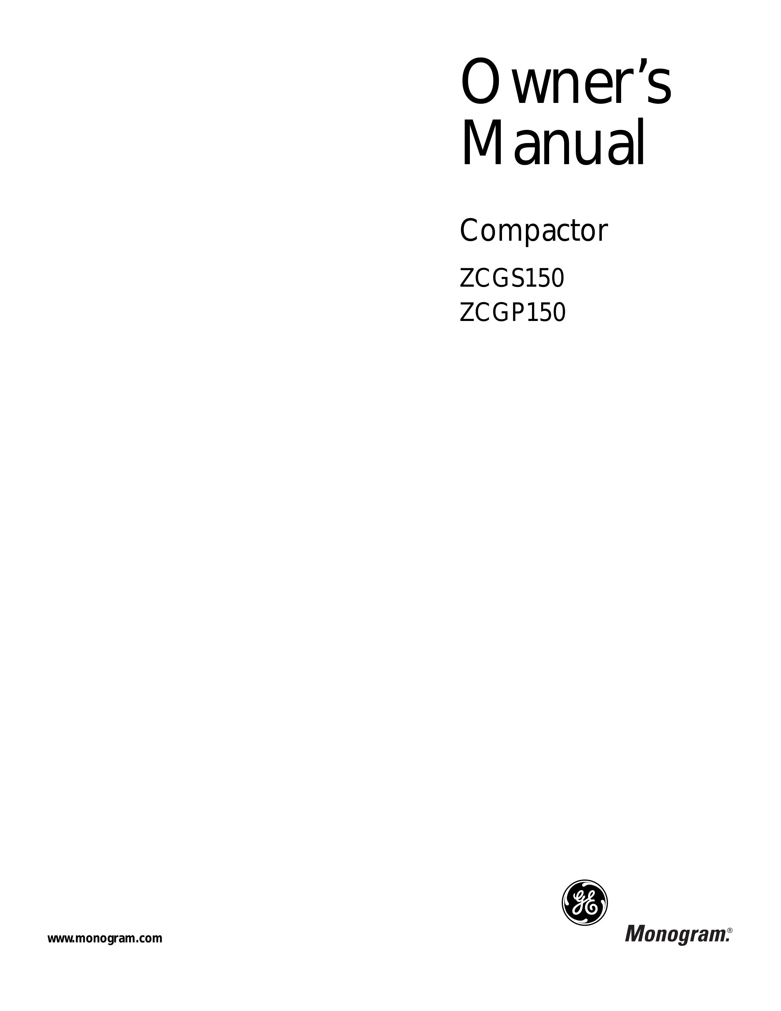 GE ZCGP150 Trash Compactor User Manual