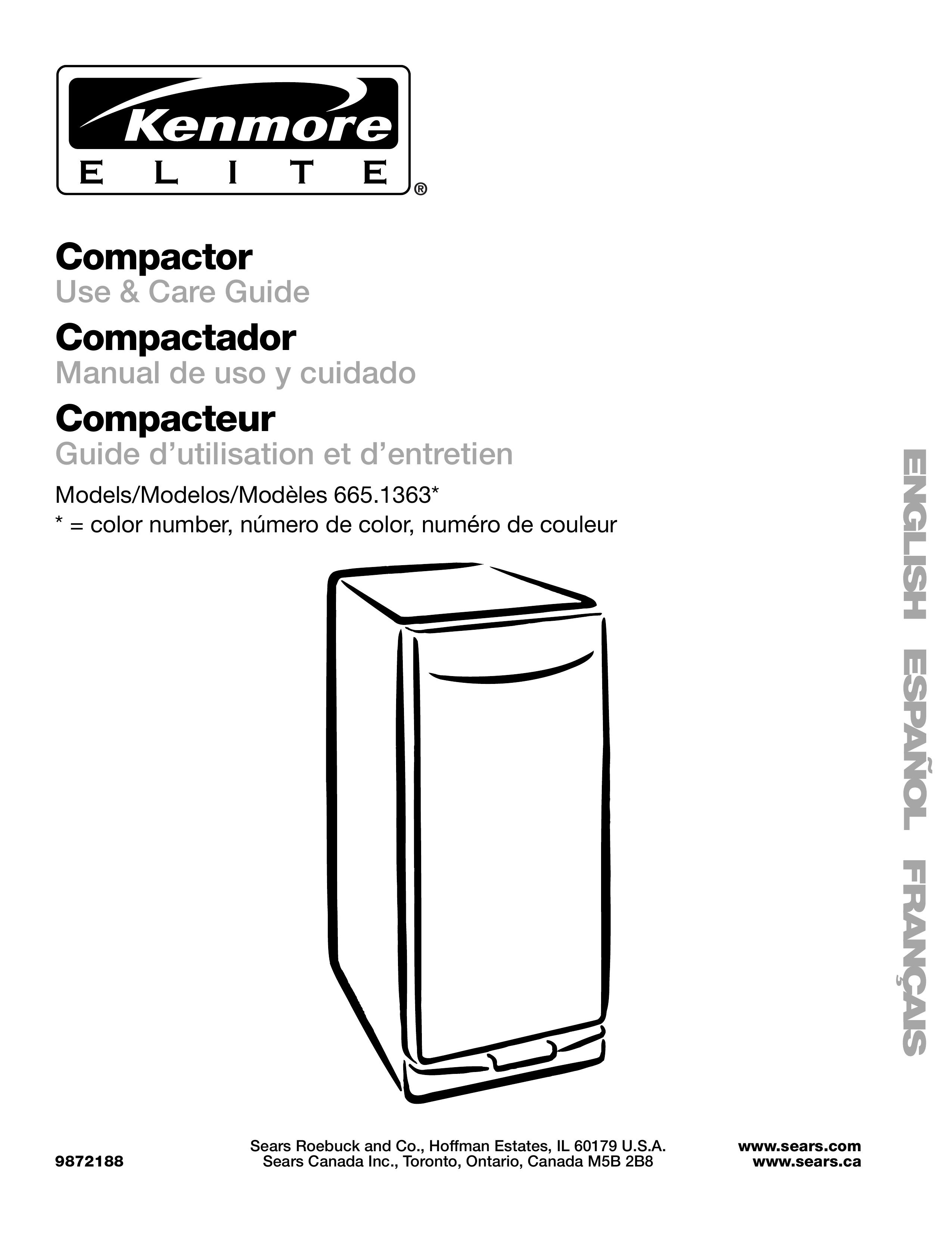 Kenmore 665.1363 Trash Compactor User Manual