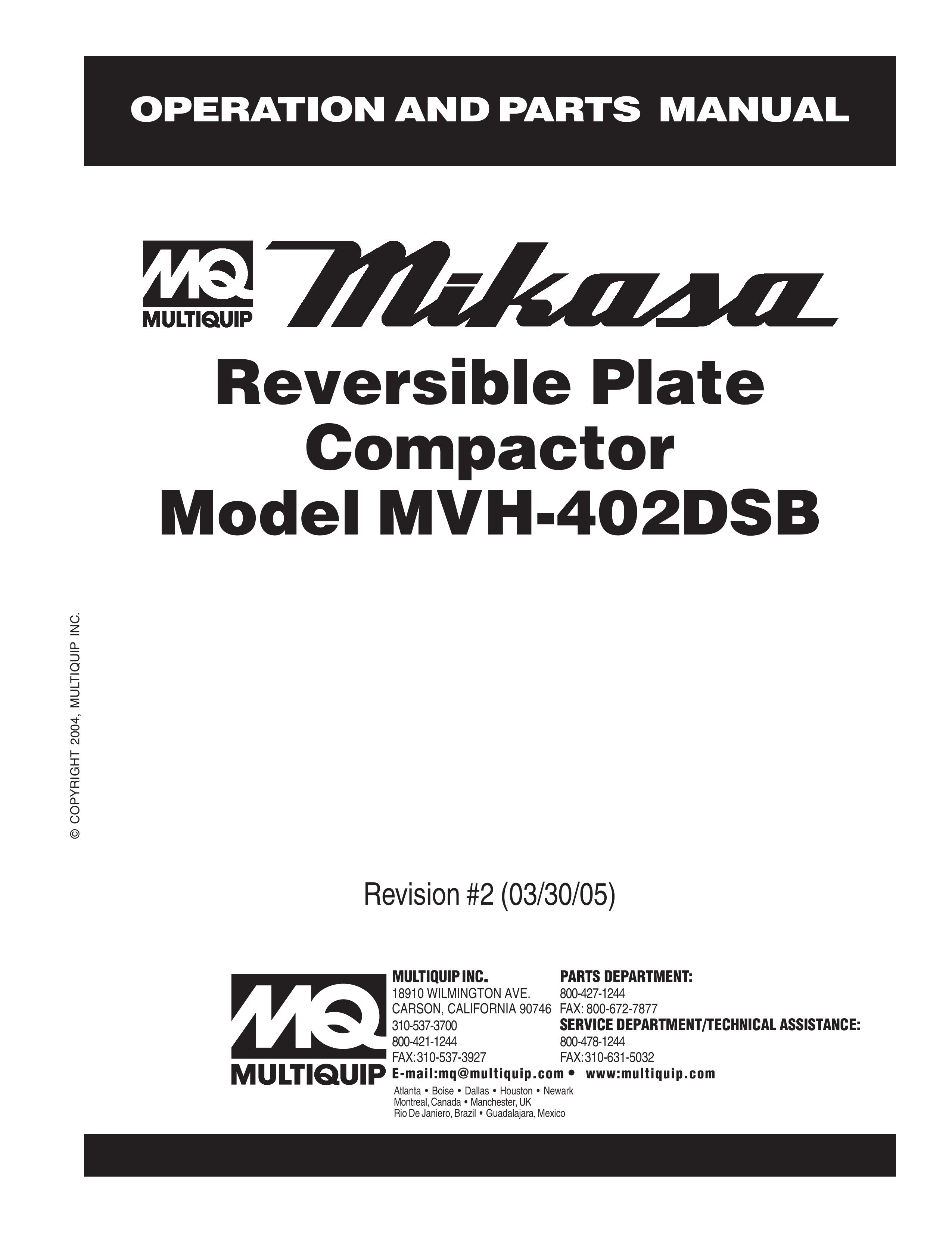 Multiquip MVH-402DSB Trash Compactor User Manual