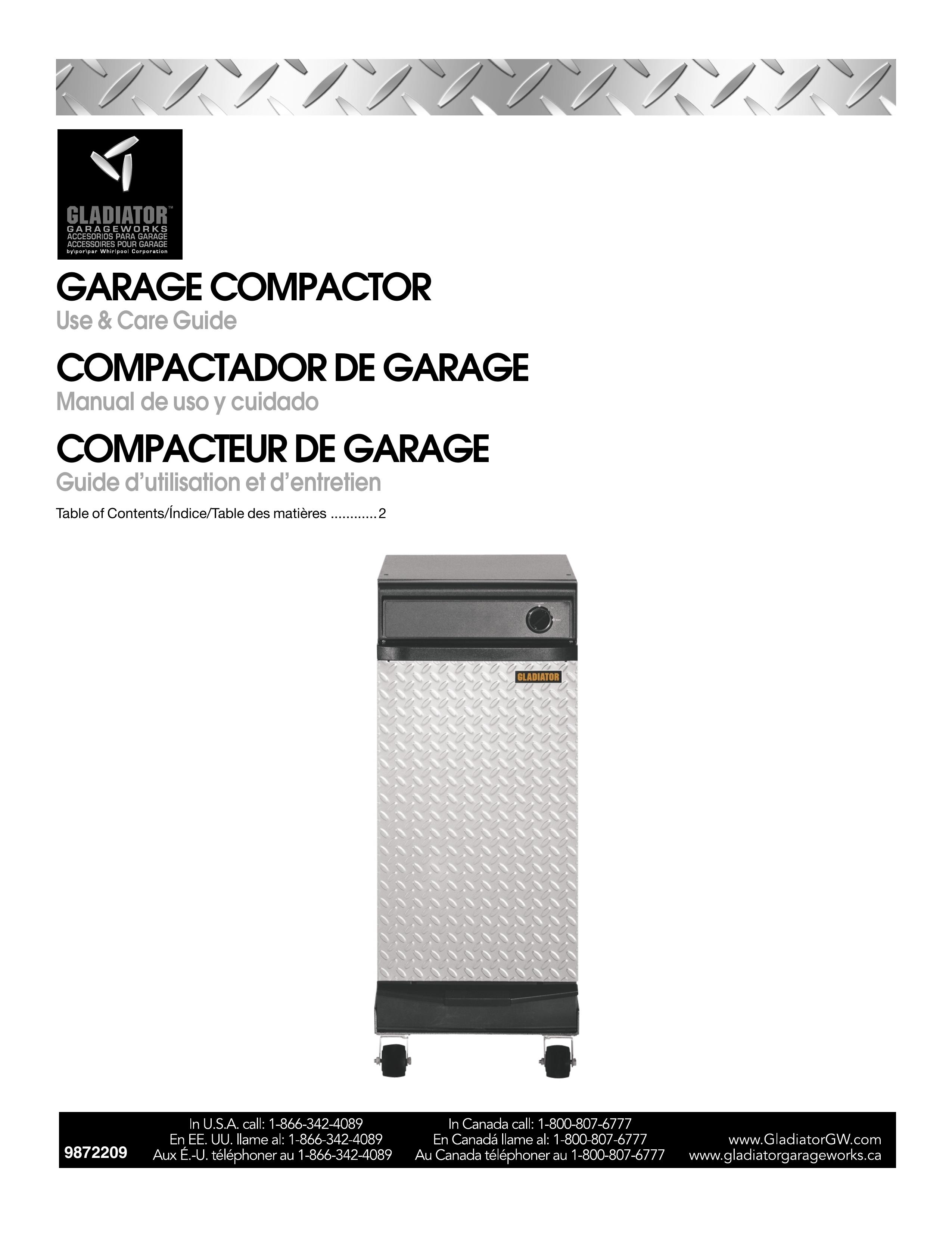 Whirlpool GARAGE COMPACTOR Trash Compactor User Manual