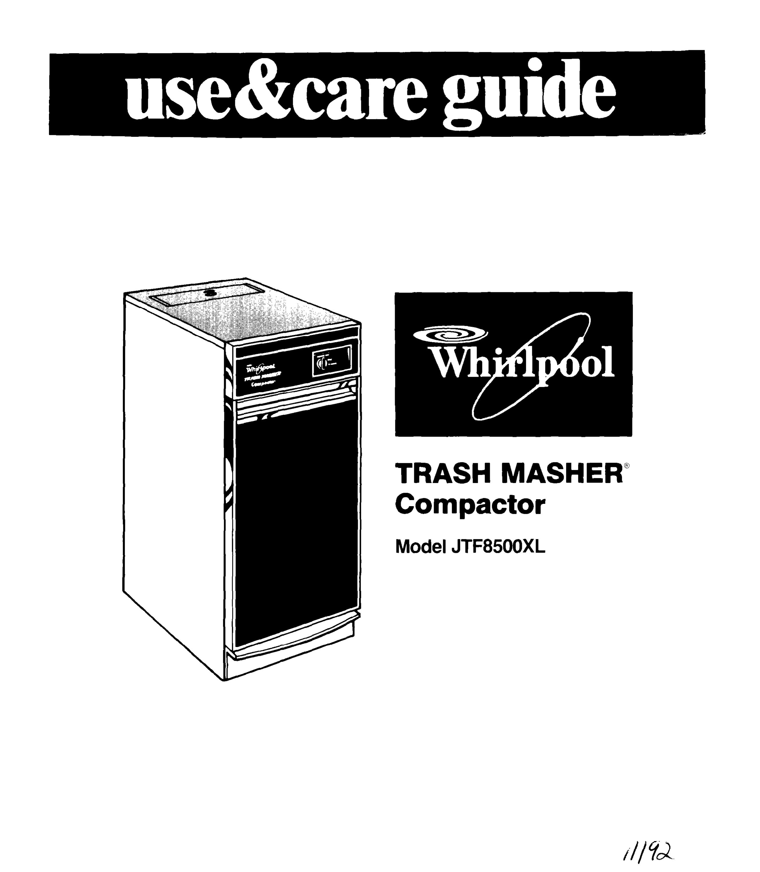 Whirlpool TRASH MASHER Trash Compactor User Manual