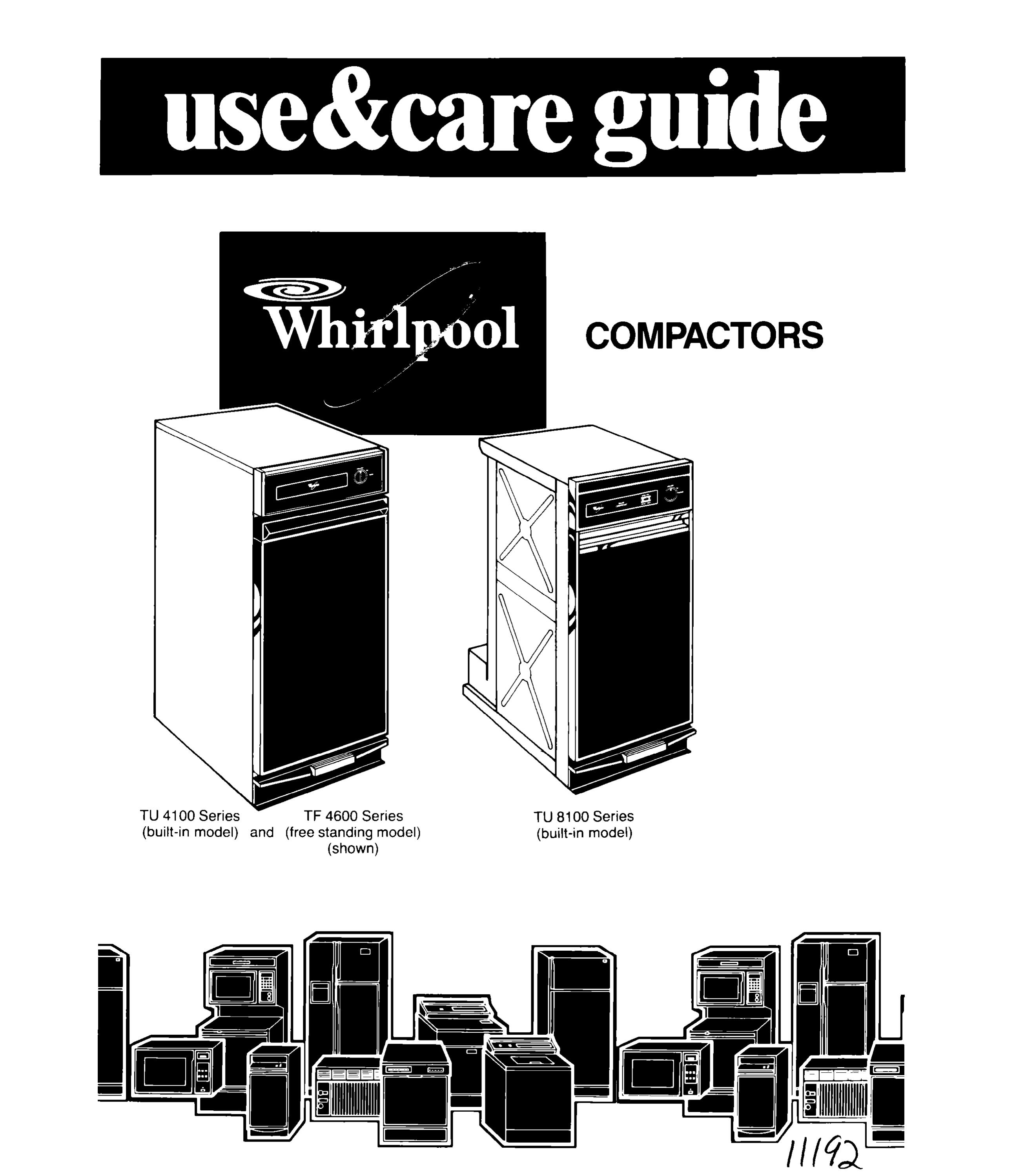 Whirlpool TU 8100 Trash Compactor User Manual