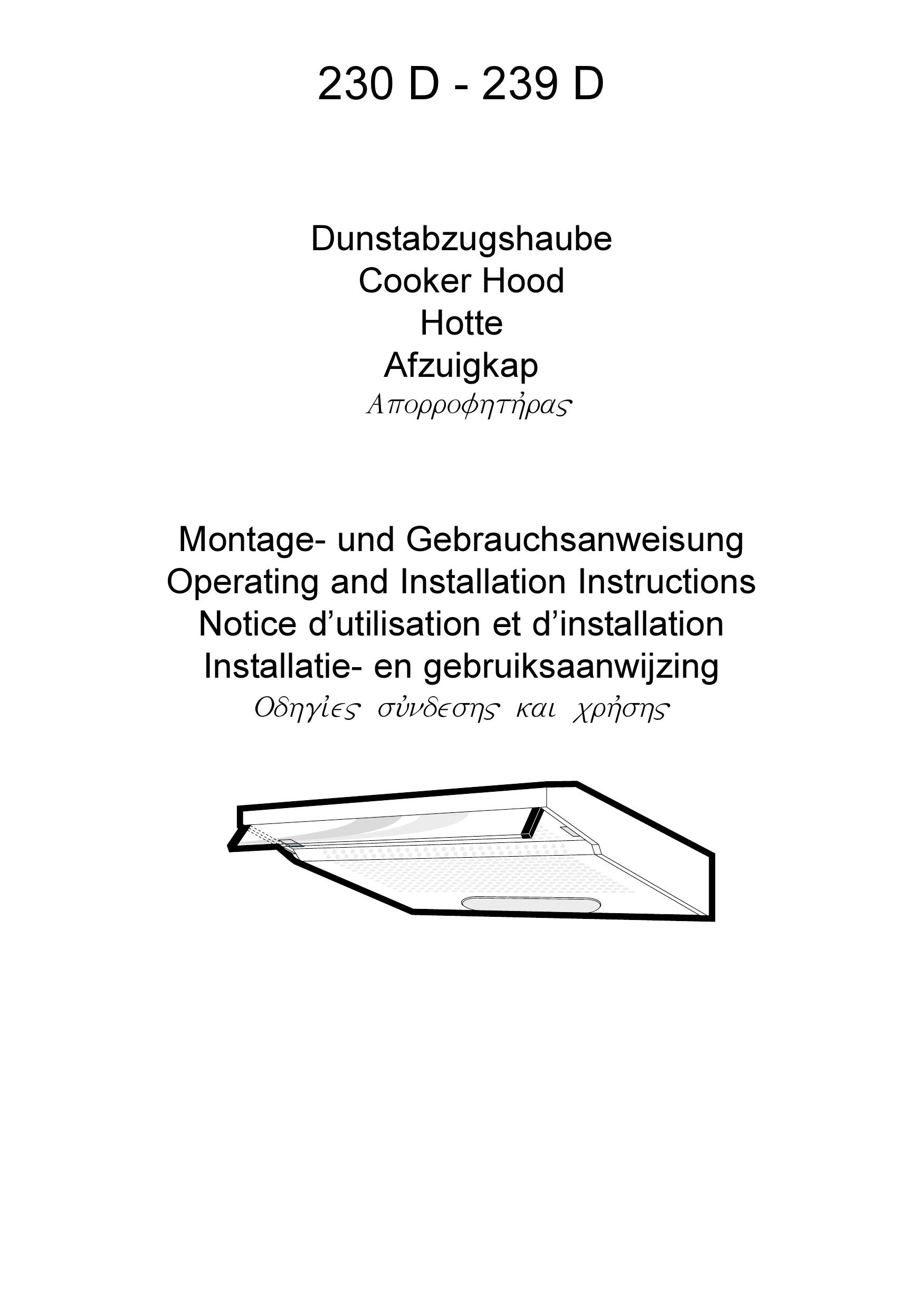 AEG 230 D Ventilation Hood User Manual