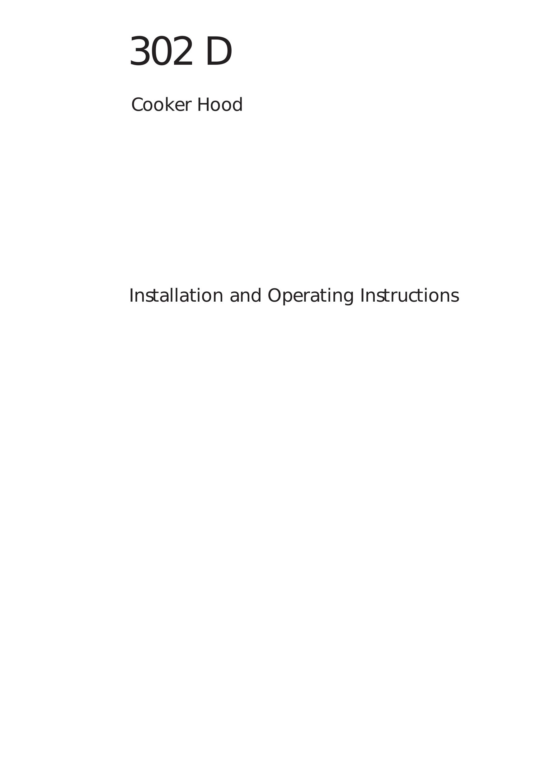 AEG 302D Ventilation Hood User Manual