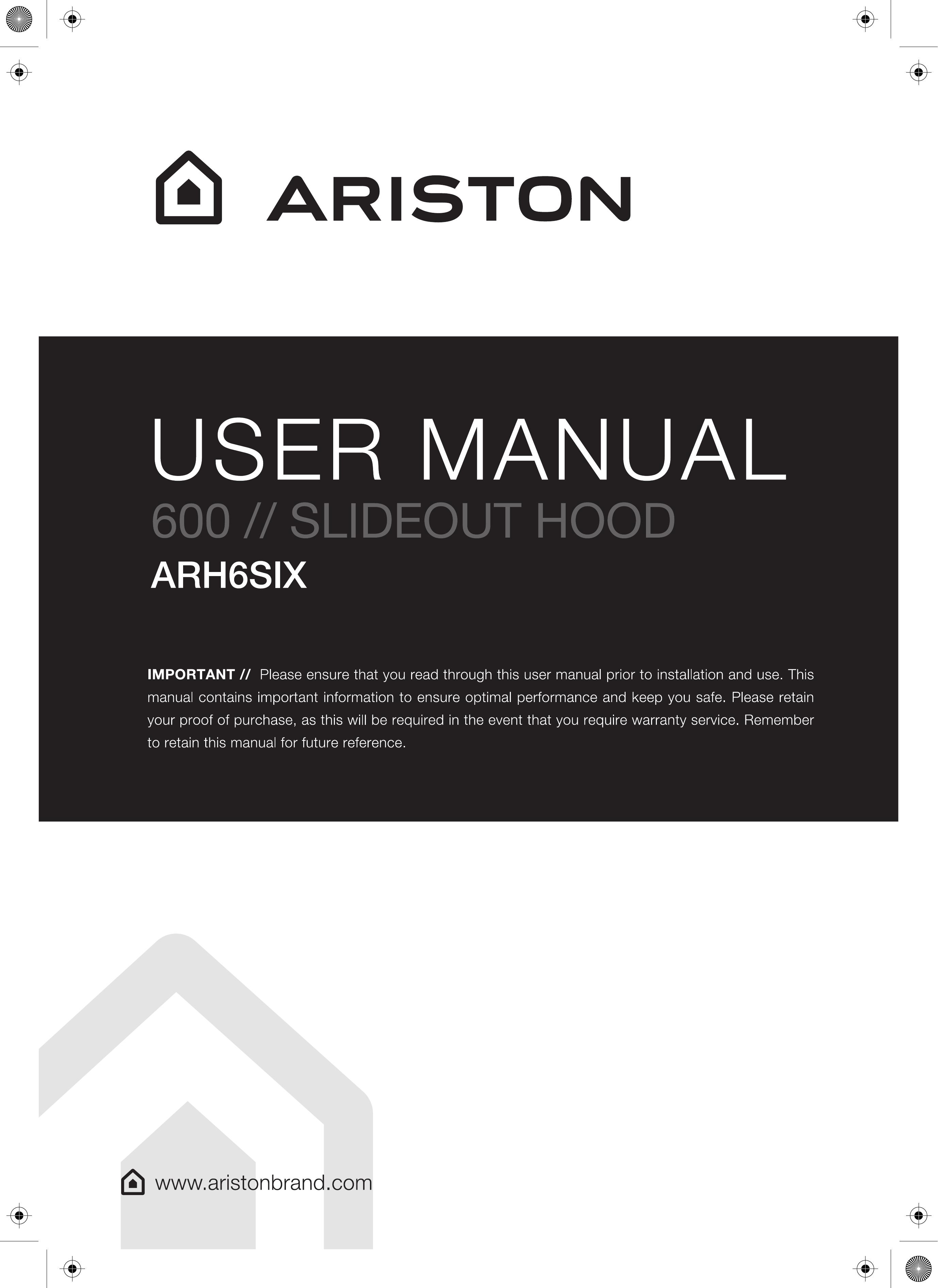 Ariston ARH6SIX Ventilation Hood User Manual