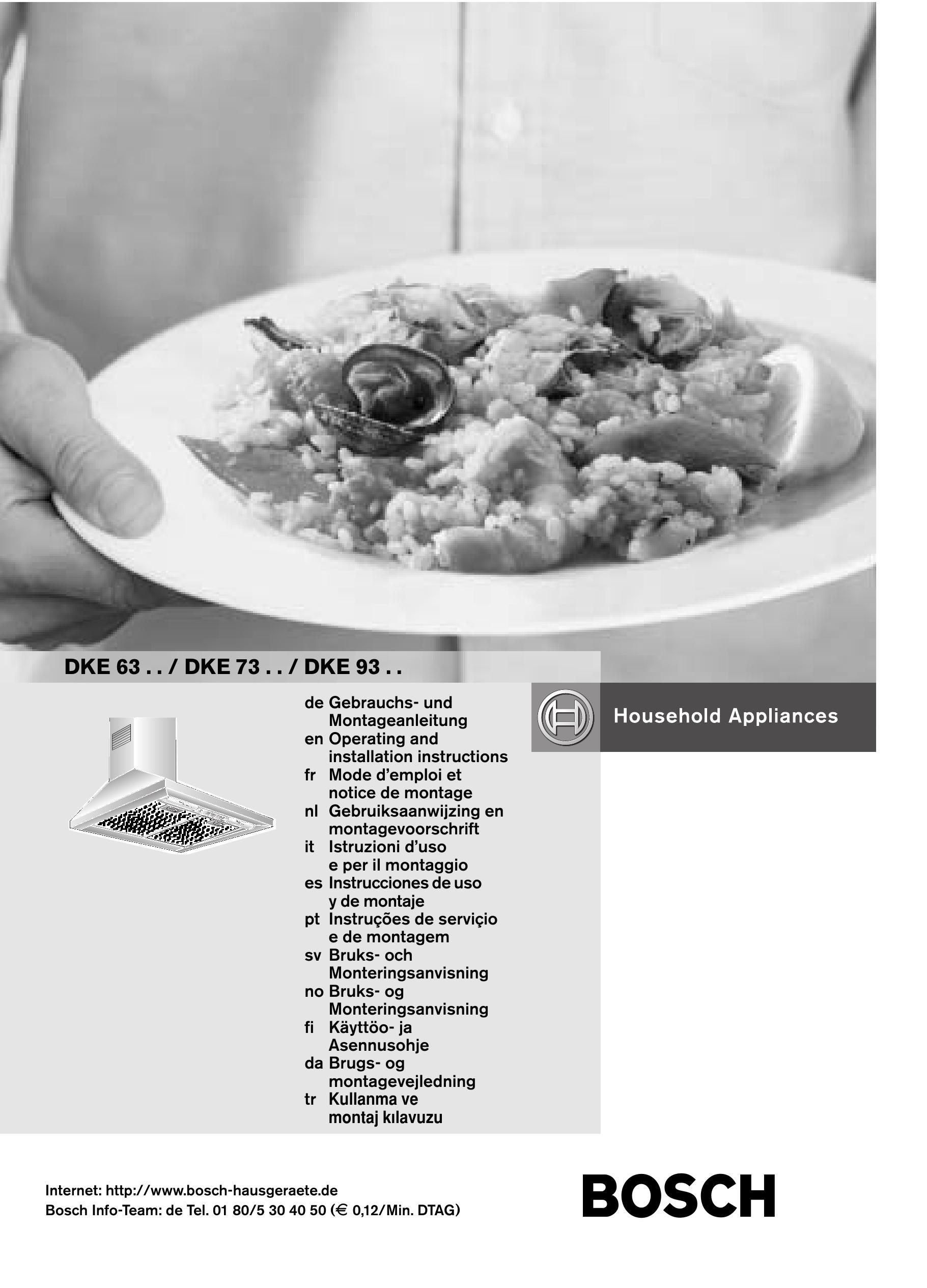 Bosch Appliances DKE 73 Ventilation Hood User Manual