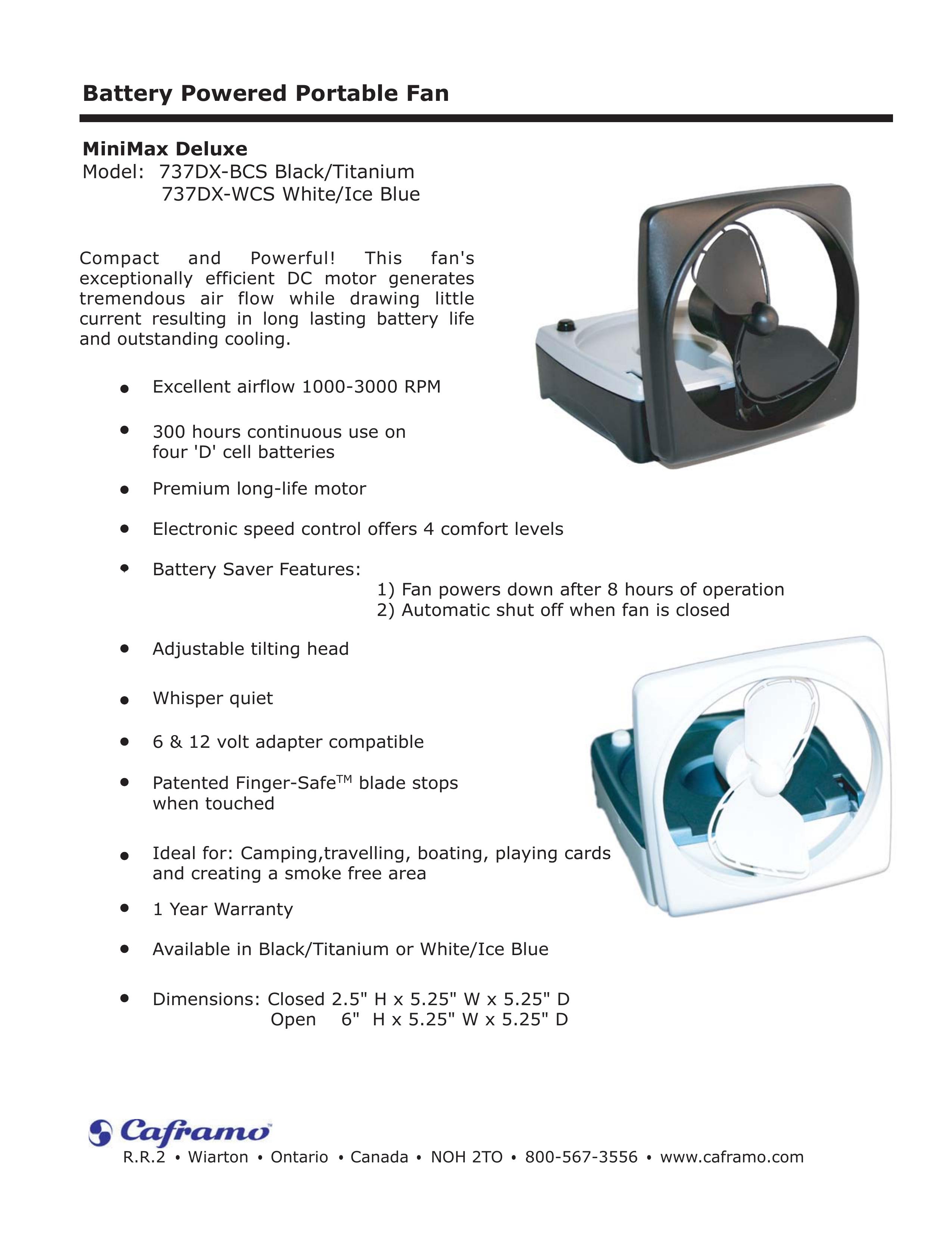 Caframo 737DX-BCS Black/Titanium Ventilation Hood User Manual